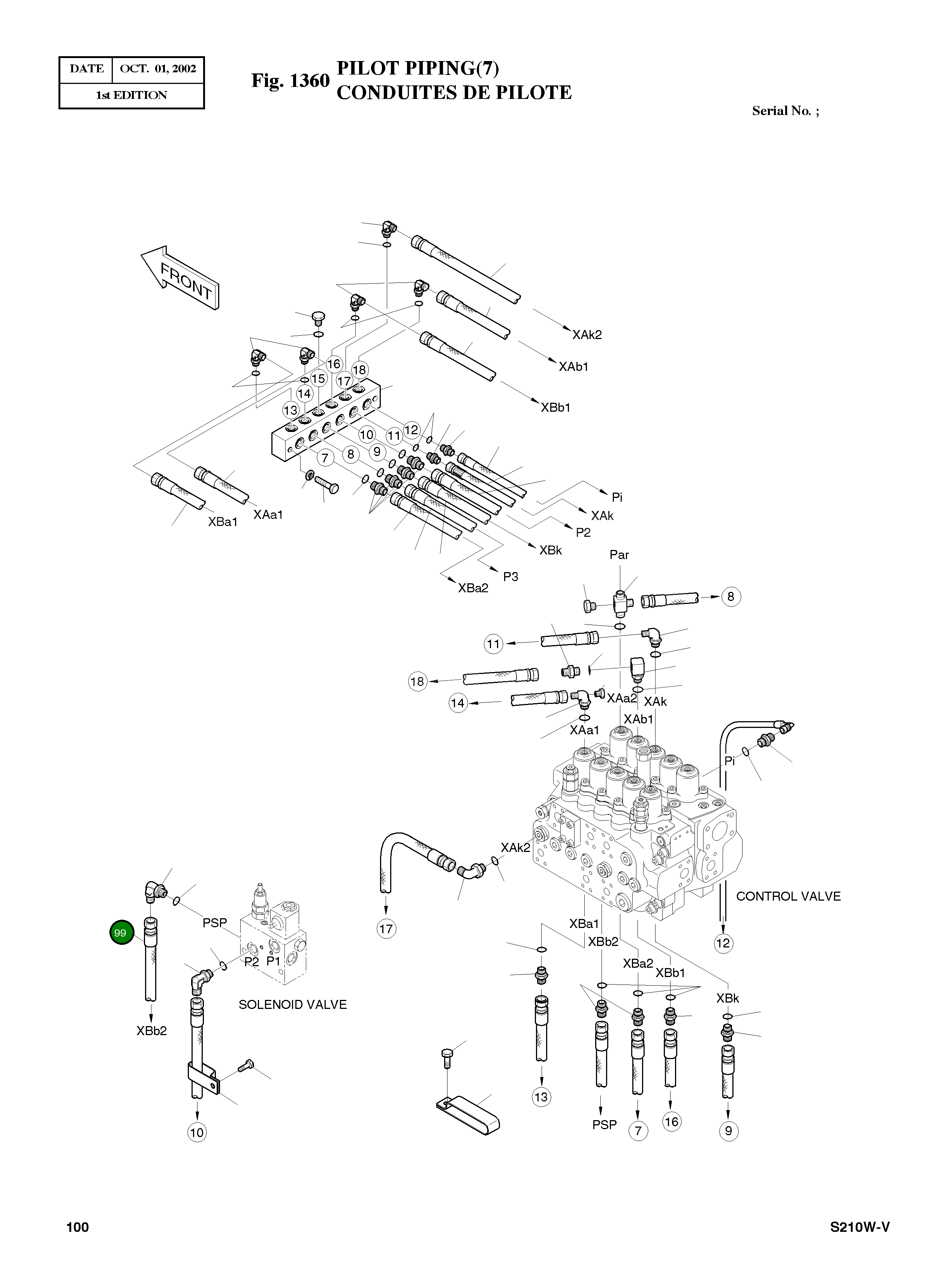 Шланг PF3/8-1500L 2184-1045D133 Komatsu