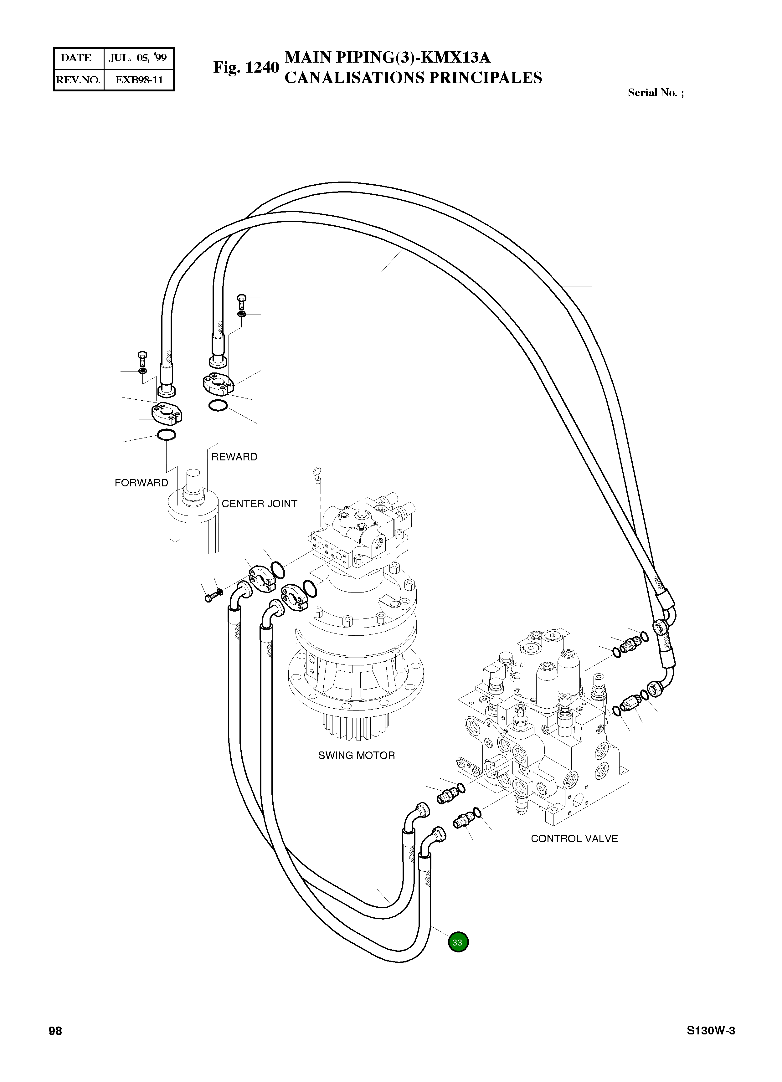 Шланг(SWING R) 1/2-700 2184-1127D13 Komatsu