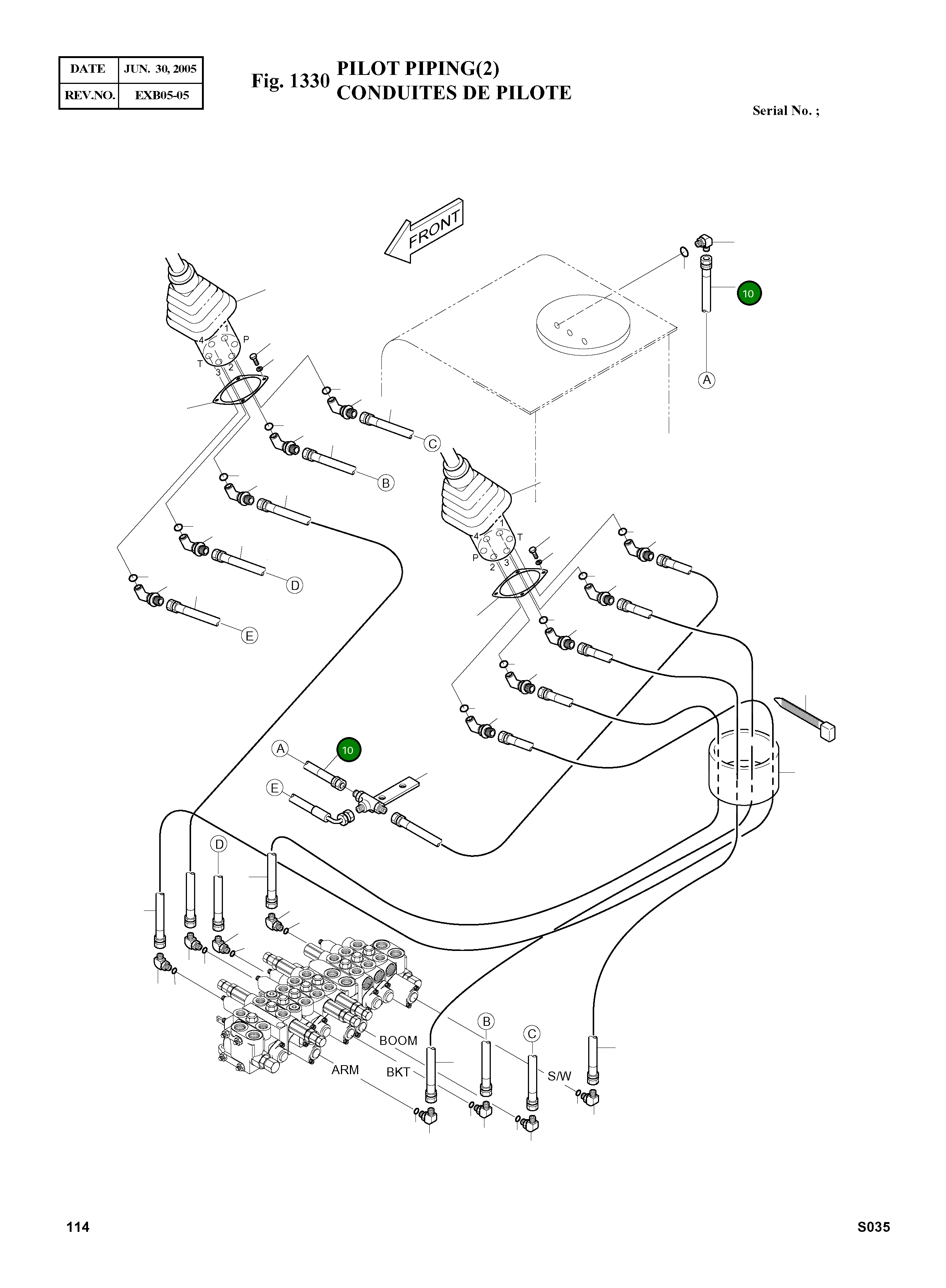 Шланг PF1/4-1100L 2184-1026D90 Komatsu