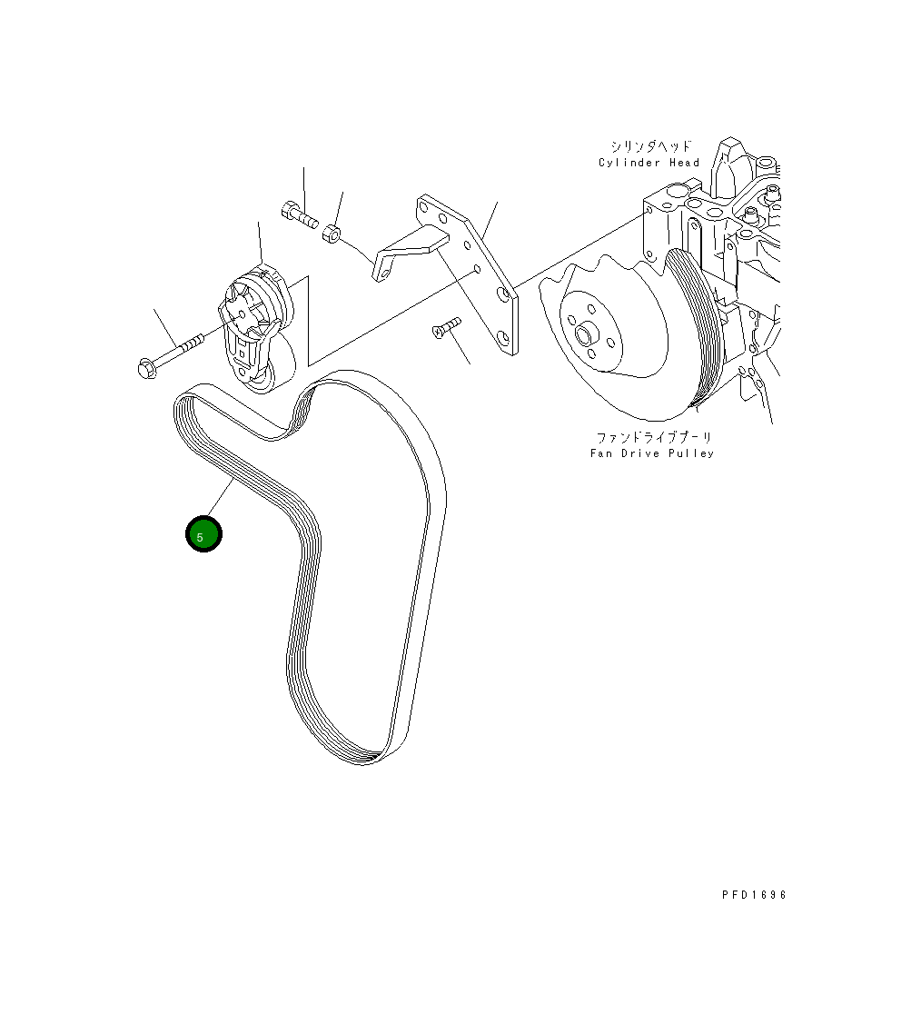 Ремень генератора и водяного насоса 6732-61-3460 Komatsu