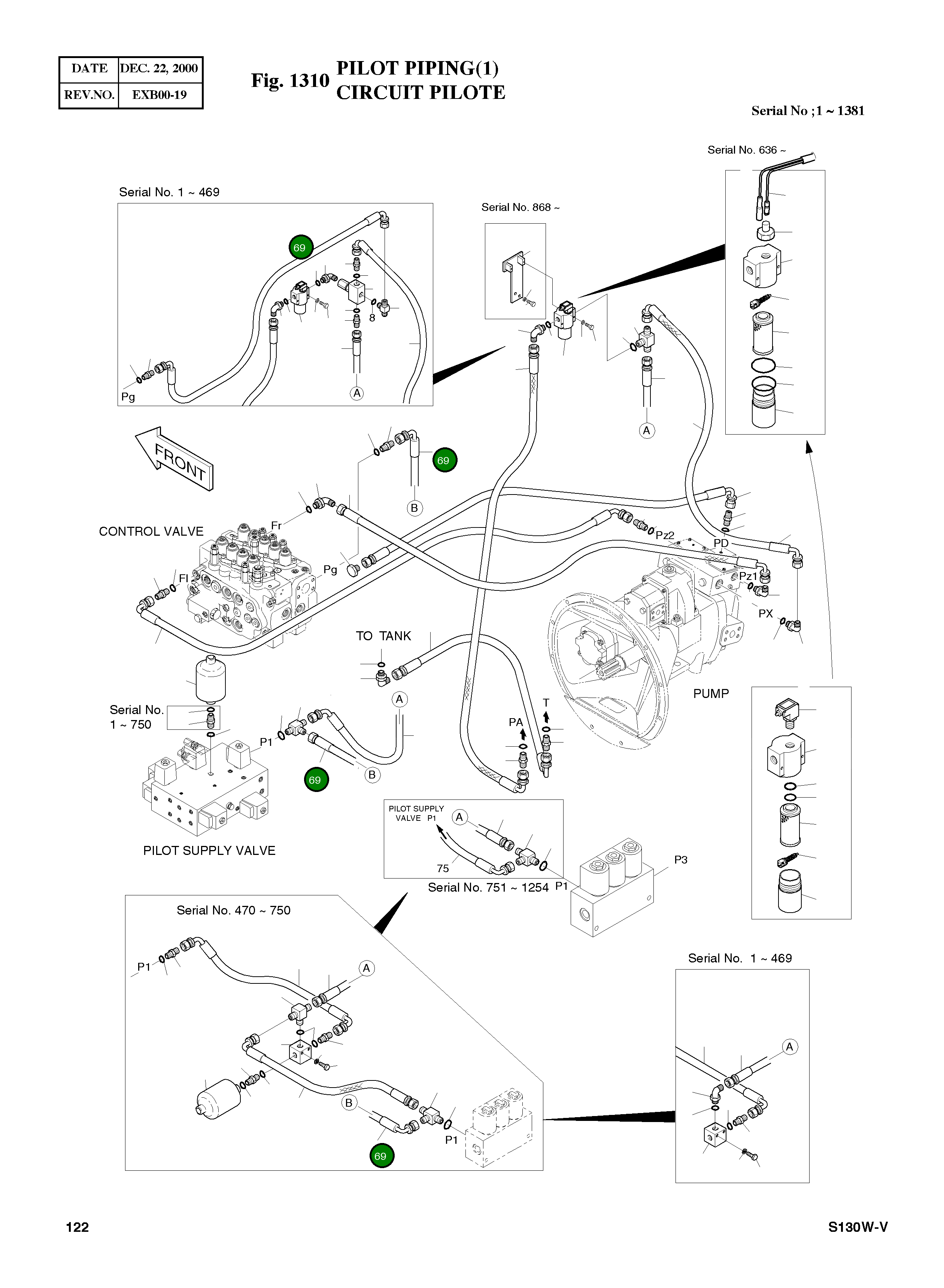 Шланг PF1/4-1250L 2184-1061D21 Komatsu