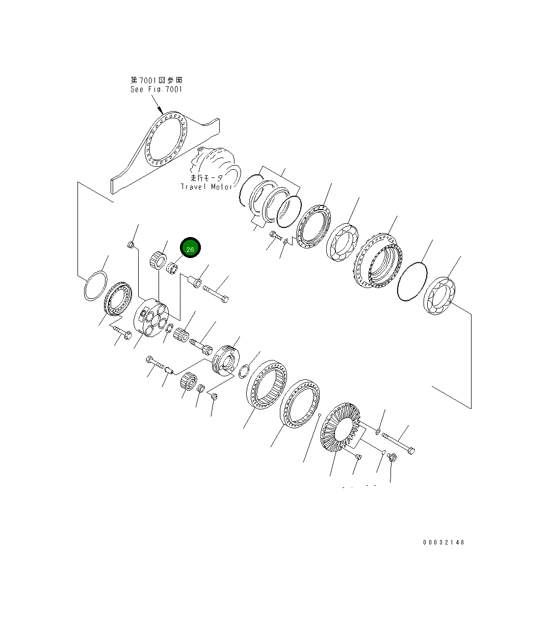 Роликовый подшипник 208-27-52230 Komatsu
