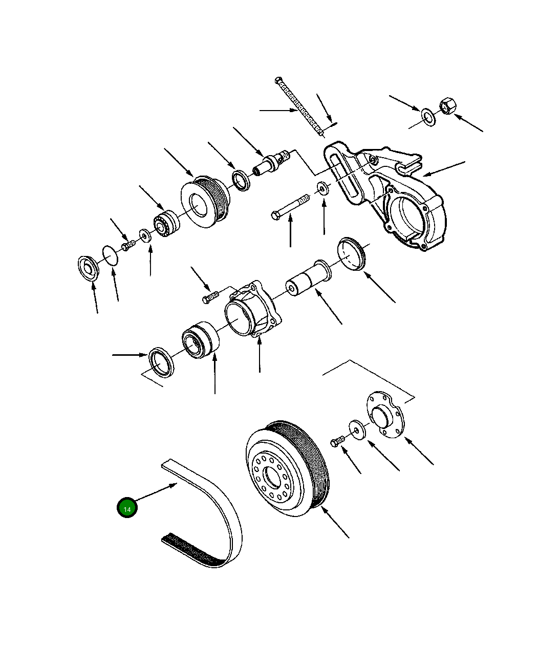 Ремень привода вентилятора 1304 728 H1 Komatsu