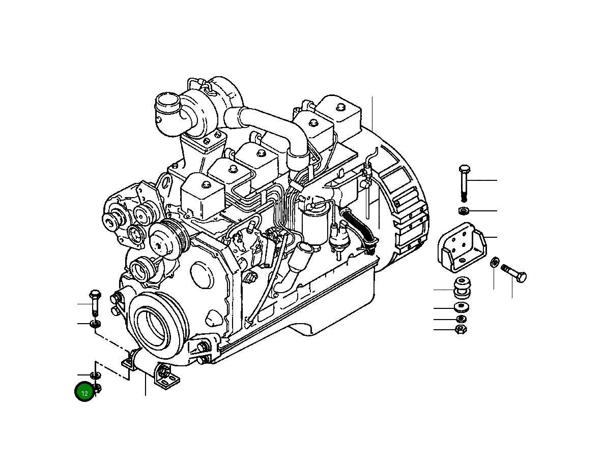 Гайка шестигранная - M12 905 263 R1 Komatsu