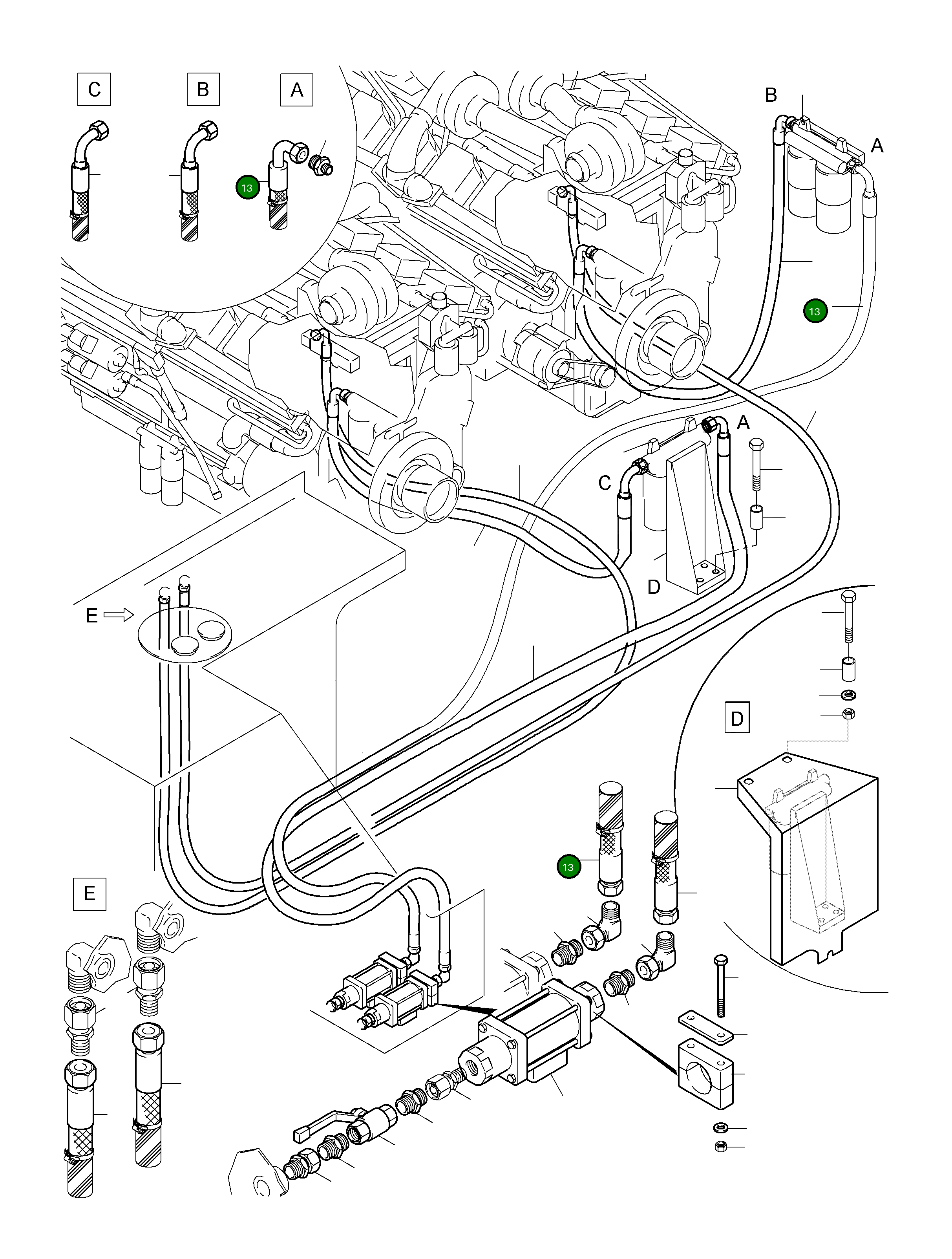 Шланг в сборе с огнезащитным покрытием, DN 25x7300 518 207 98 Komatsu