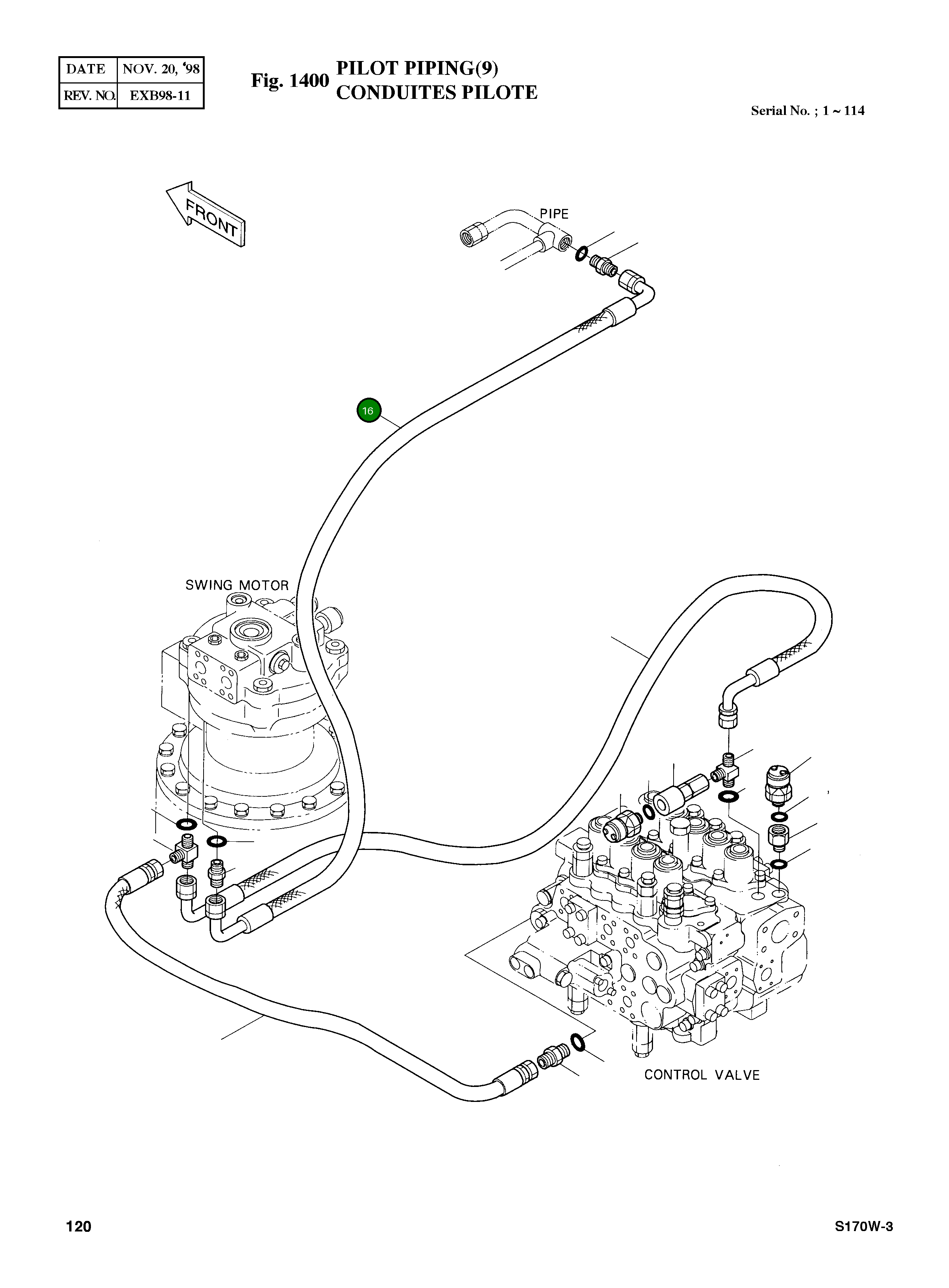 Шланг PF1/4-1350L 2184-1061D191 Komatsu