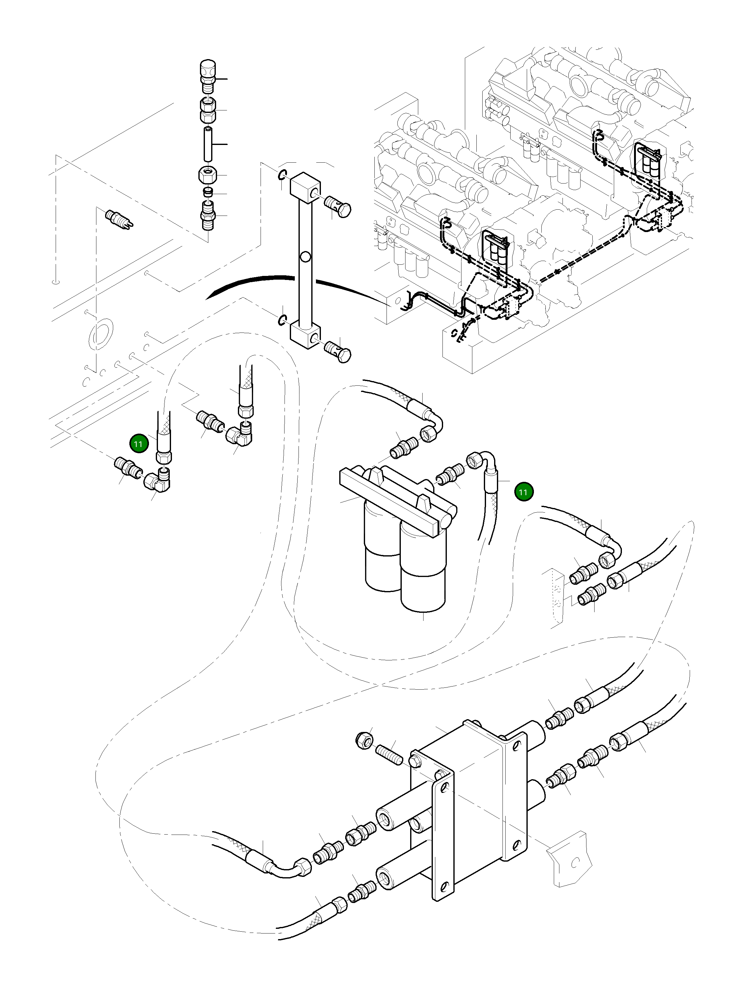 Шланг в сборе с огнезащитным покрытием, DN 20x3500 518 408 98 Komatsu