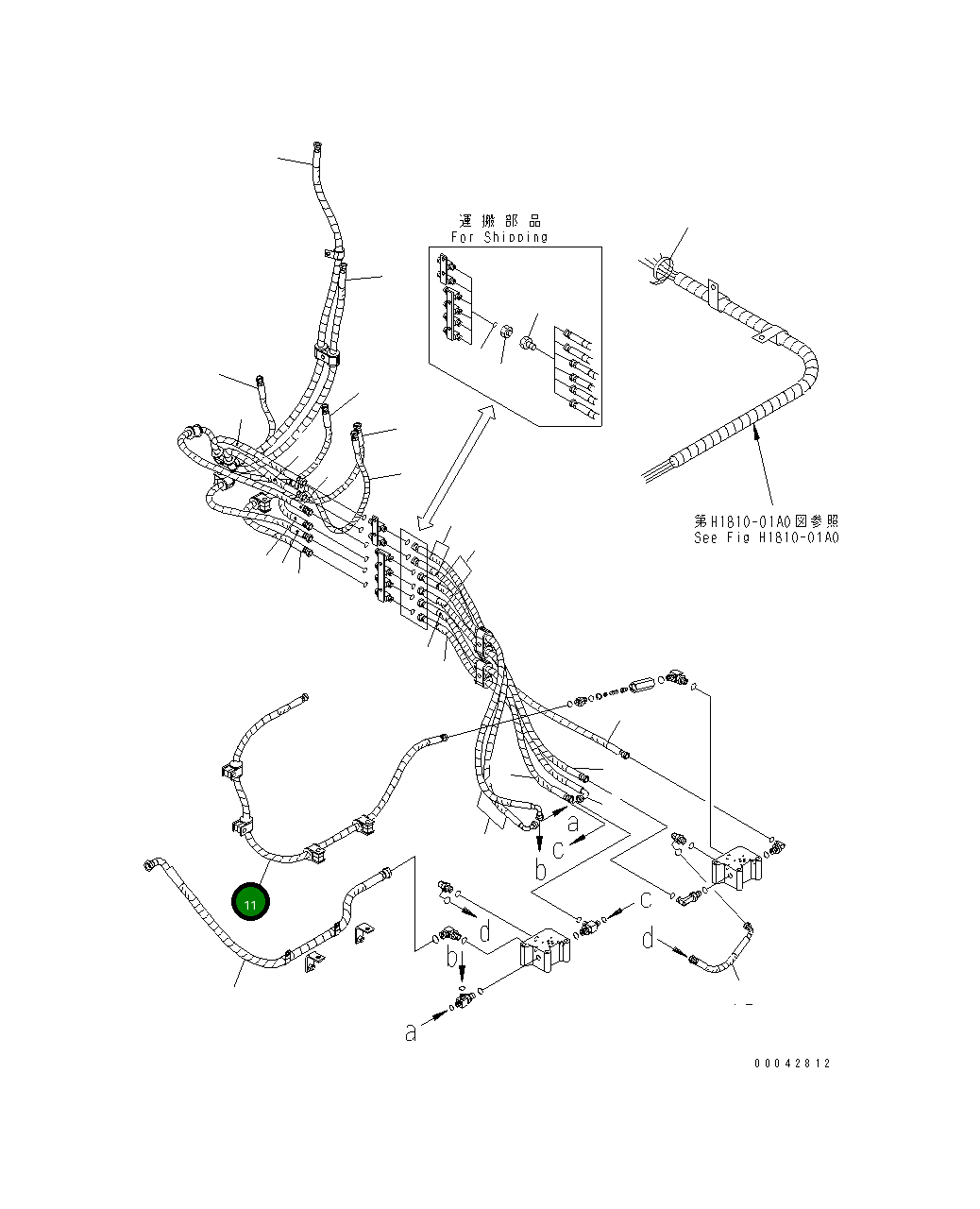 Шланг в сборе, 1900MM 21M-46-14640 Komatsu