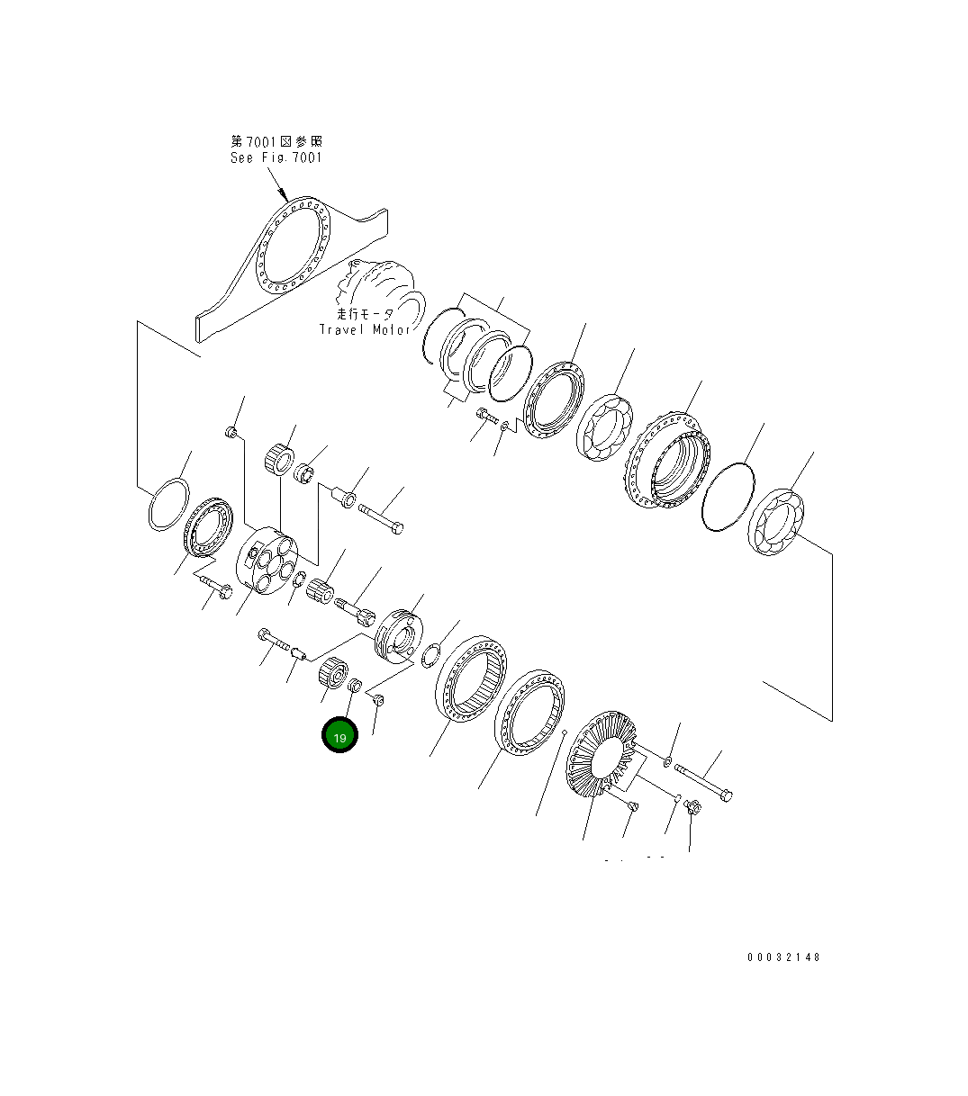 Роликовый подшипник 208-27-52220 Komatsu