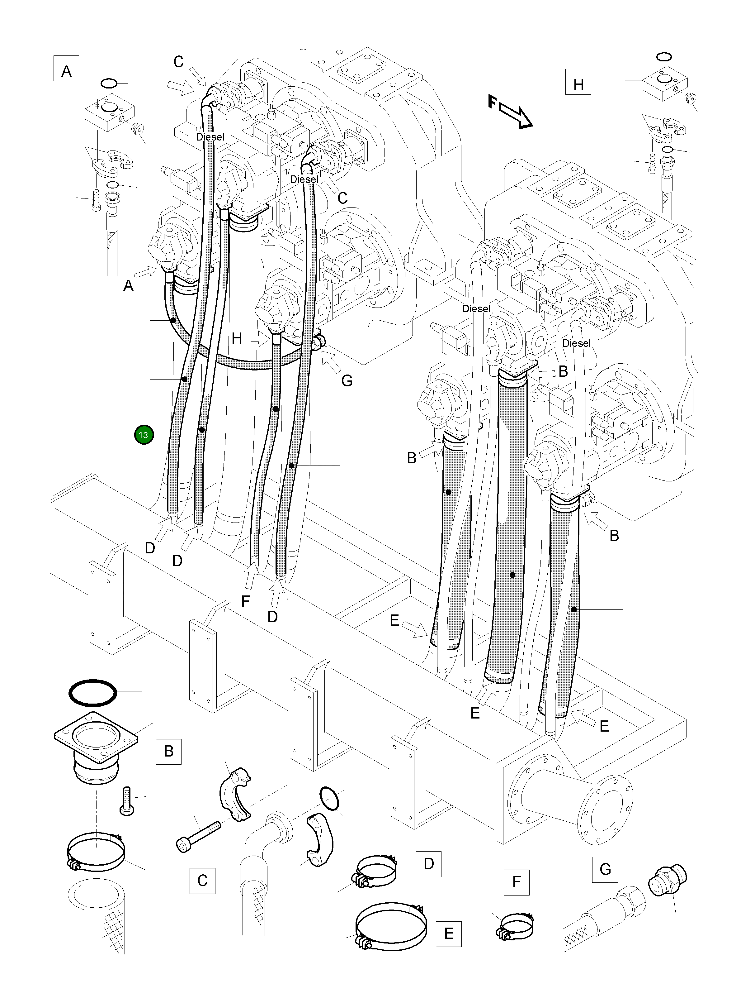 Шланг в сборе DN 60 x 1250 519 045 98 Komatsu