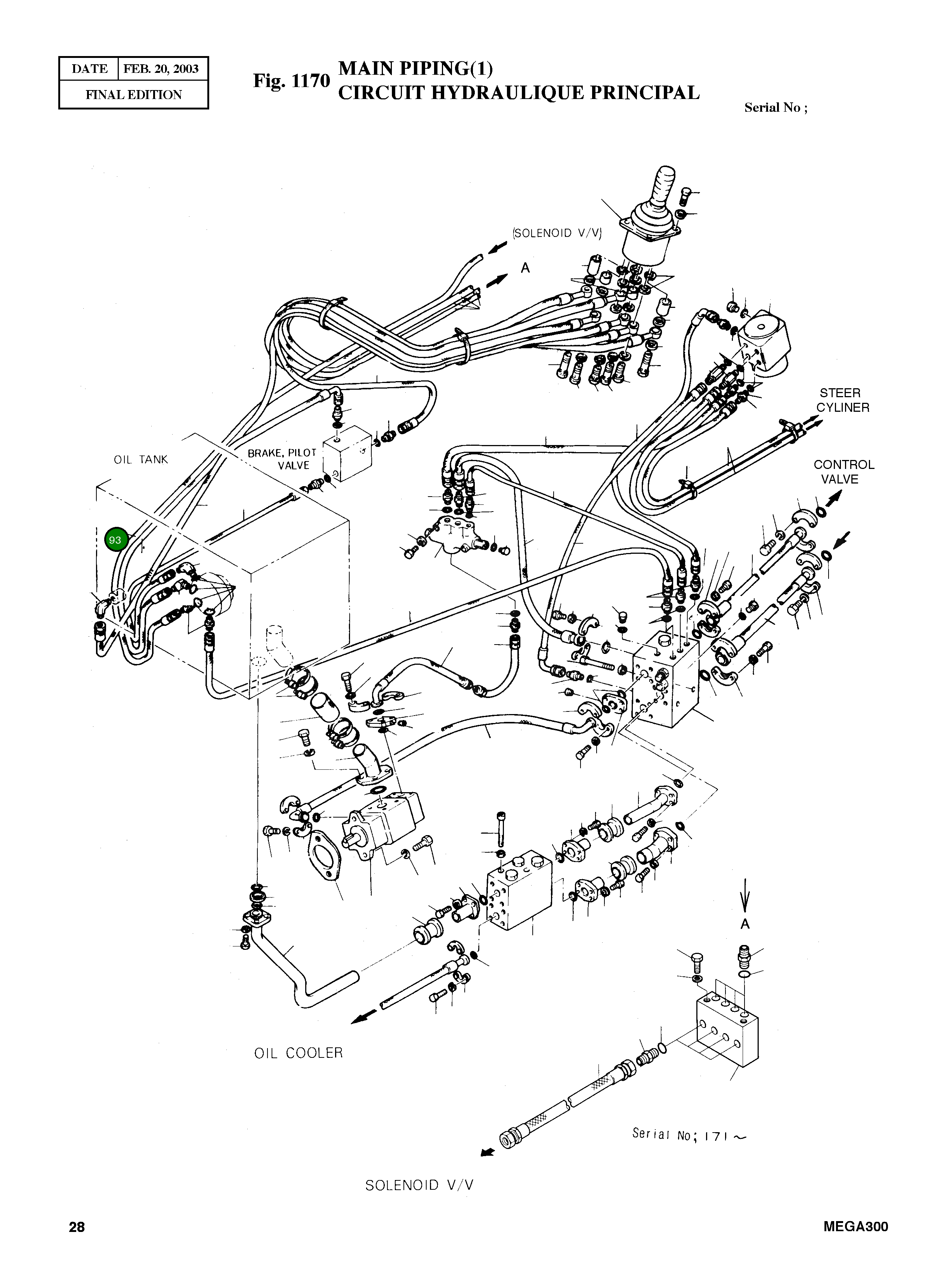 Шланг 3/8". 1/4"BANJO. 3500L. 3/8"PF 4184-9433 Komatsu