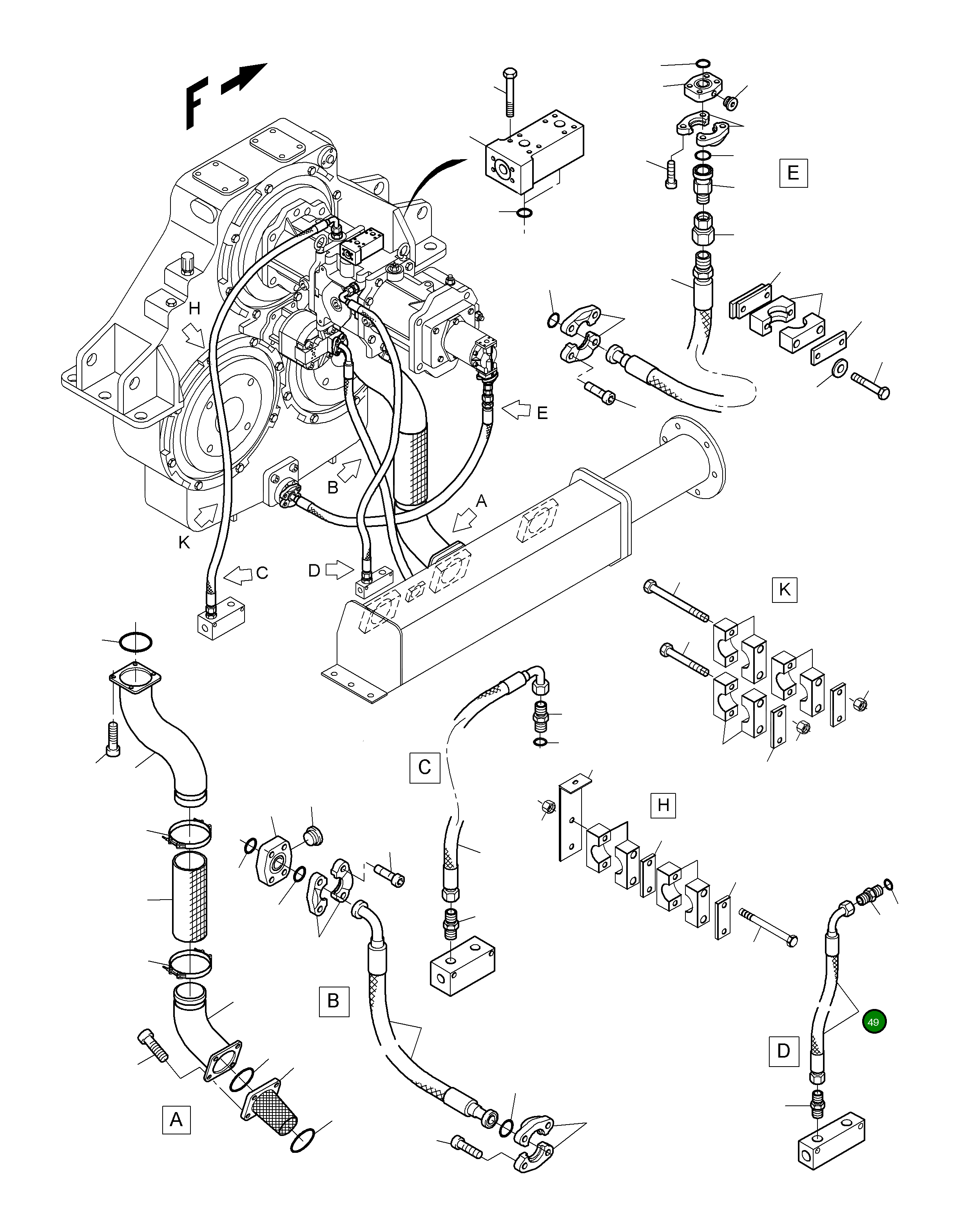 Шланг в сборе DN12x1700 627 121 40 Komatsu