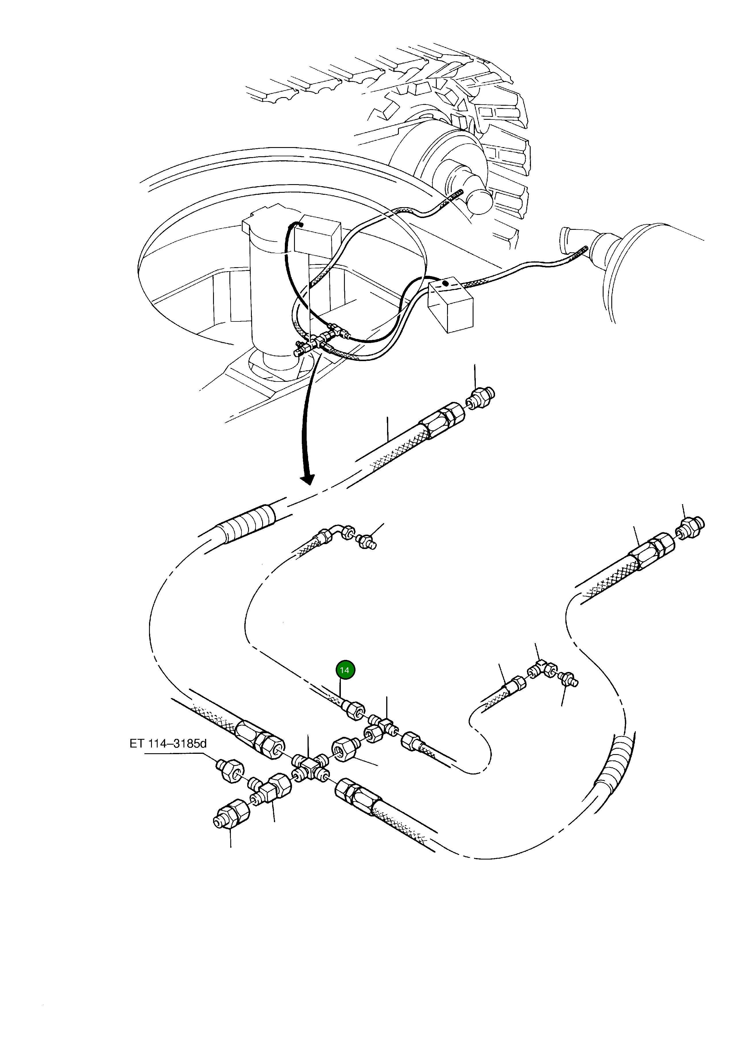 Шланг в сборе DN 6x1350 lg 640 453 40 Komatsu