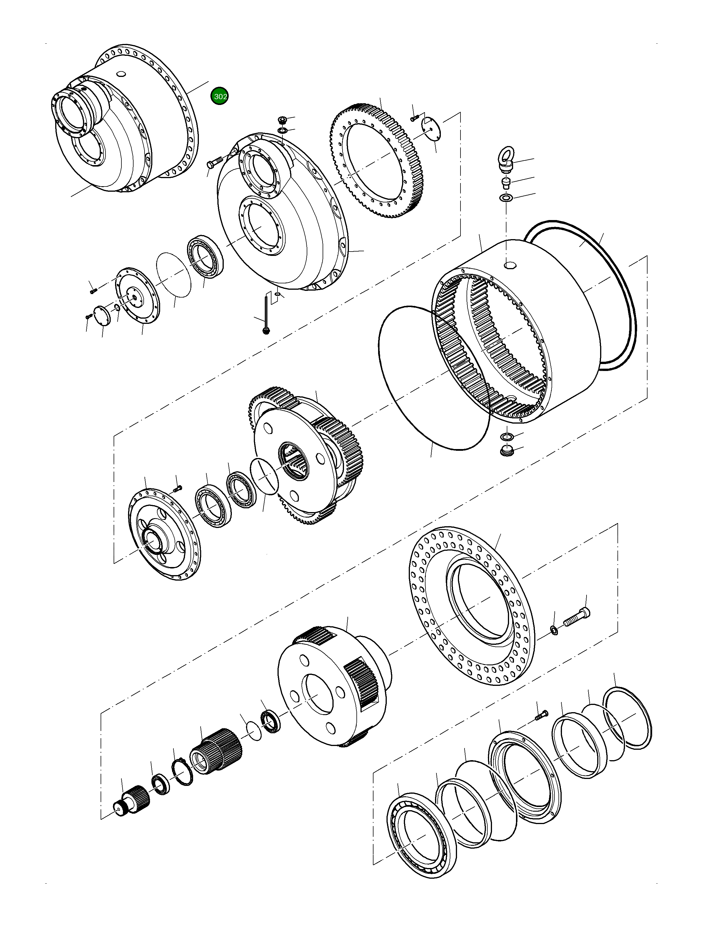 Полный комплект подшипников (без подшипников планетарного водила) 796 561 73 Komatsu