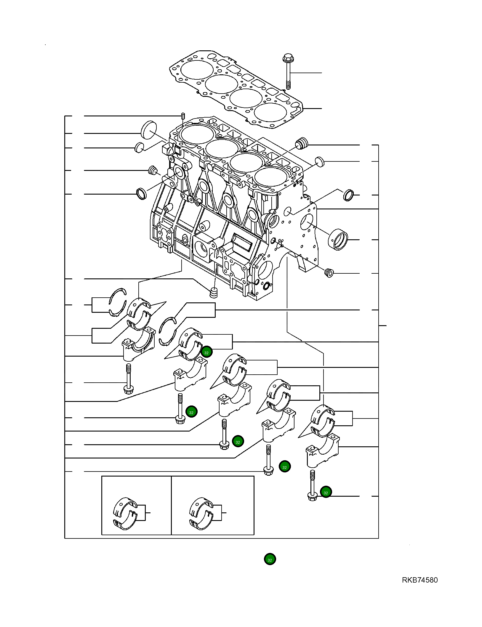 Коренной подшипник YM129900-02341 Komatsu