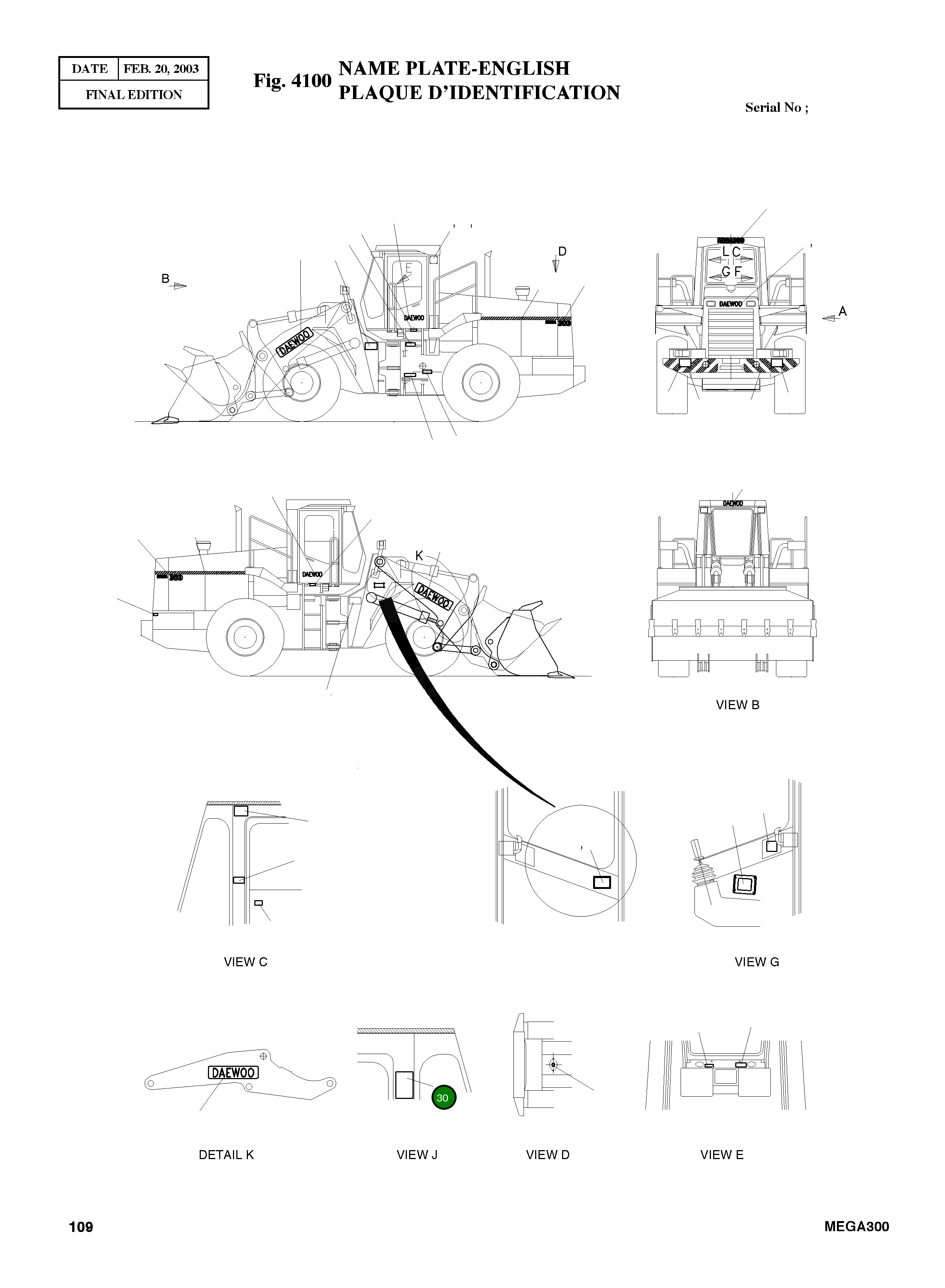 Этикетка 2190-2034D2 Komatsu