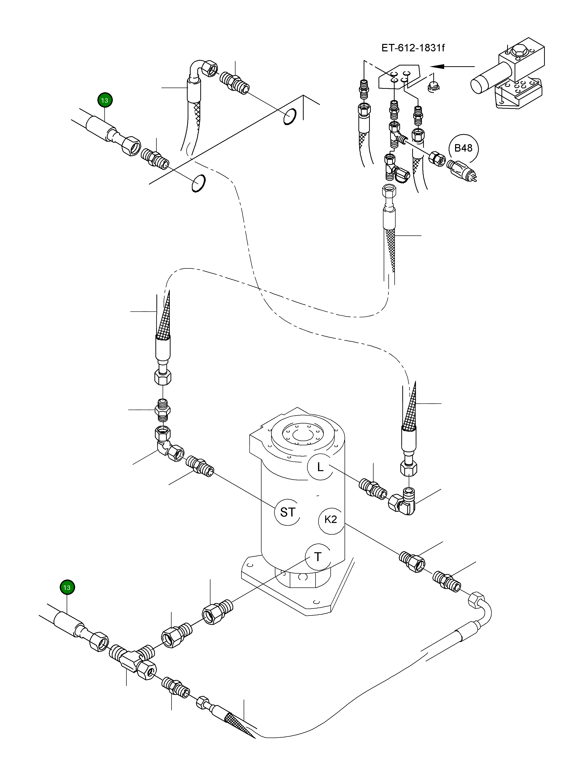 Шланг в сборе DN25x6800 518 640 98 Komatsu