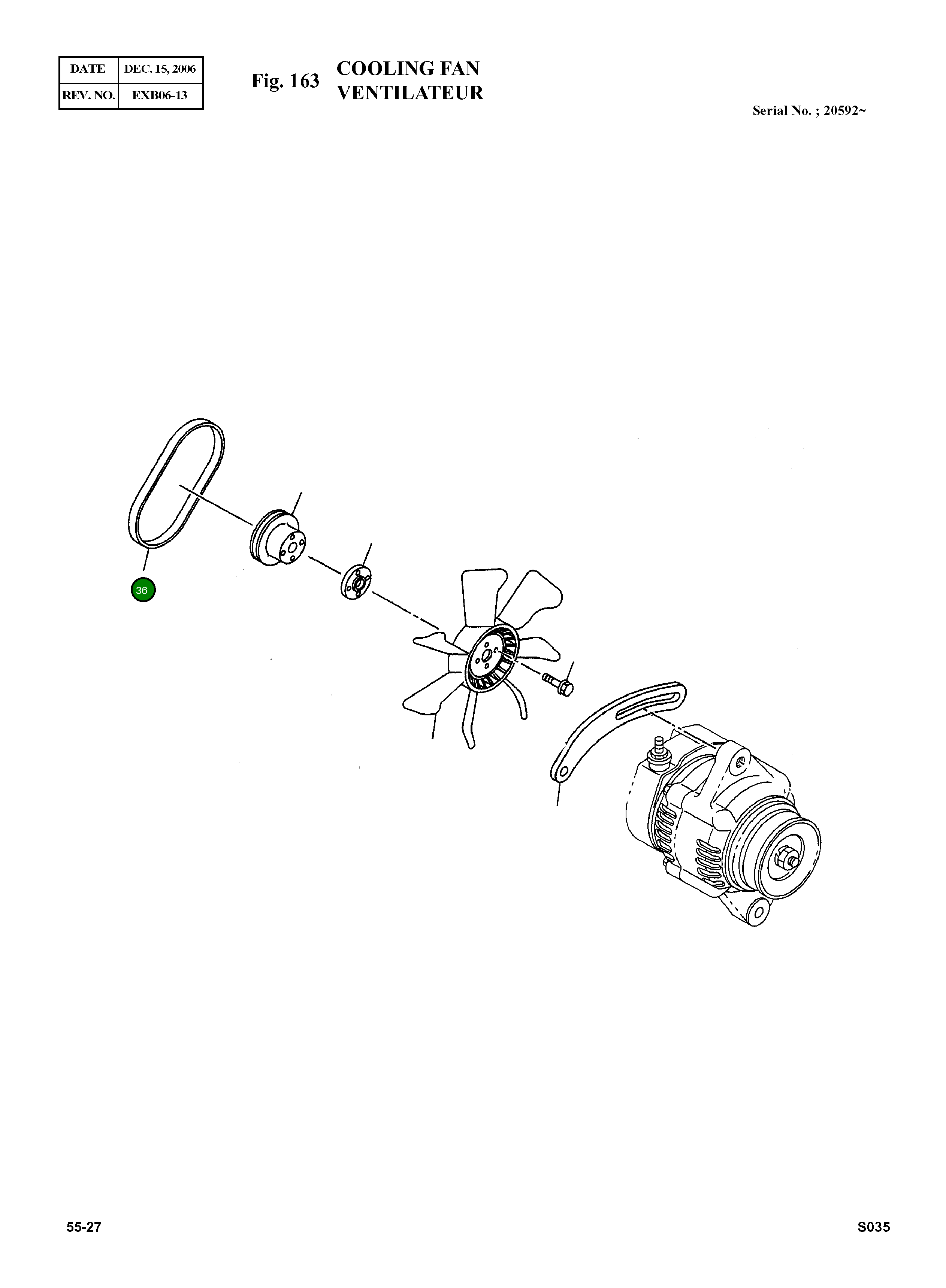 Ремень вентилятора охлаждения 586401-4200 Komatsu
