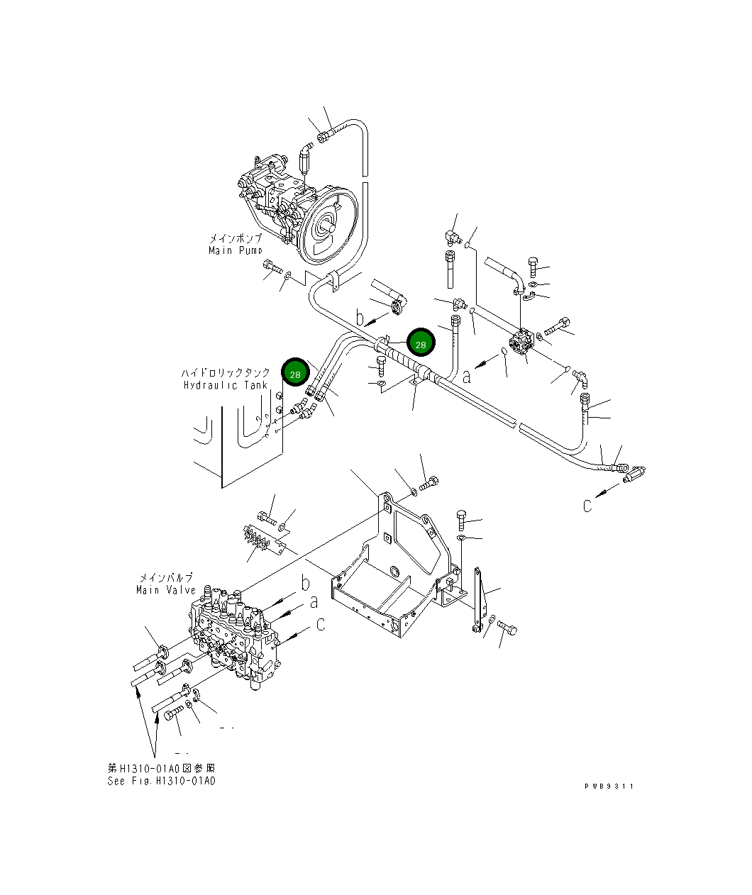 Шланг 900MM 20Y-62-K2180 Komatsu