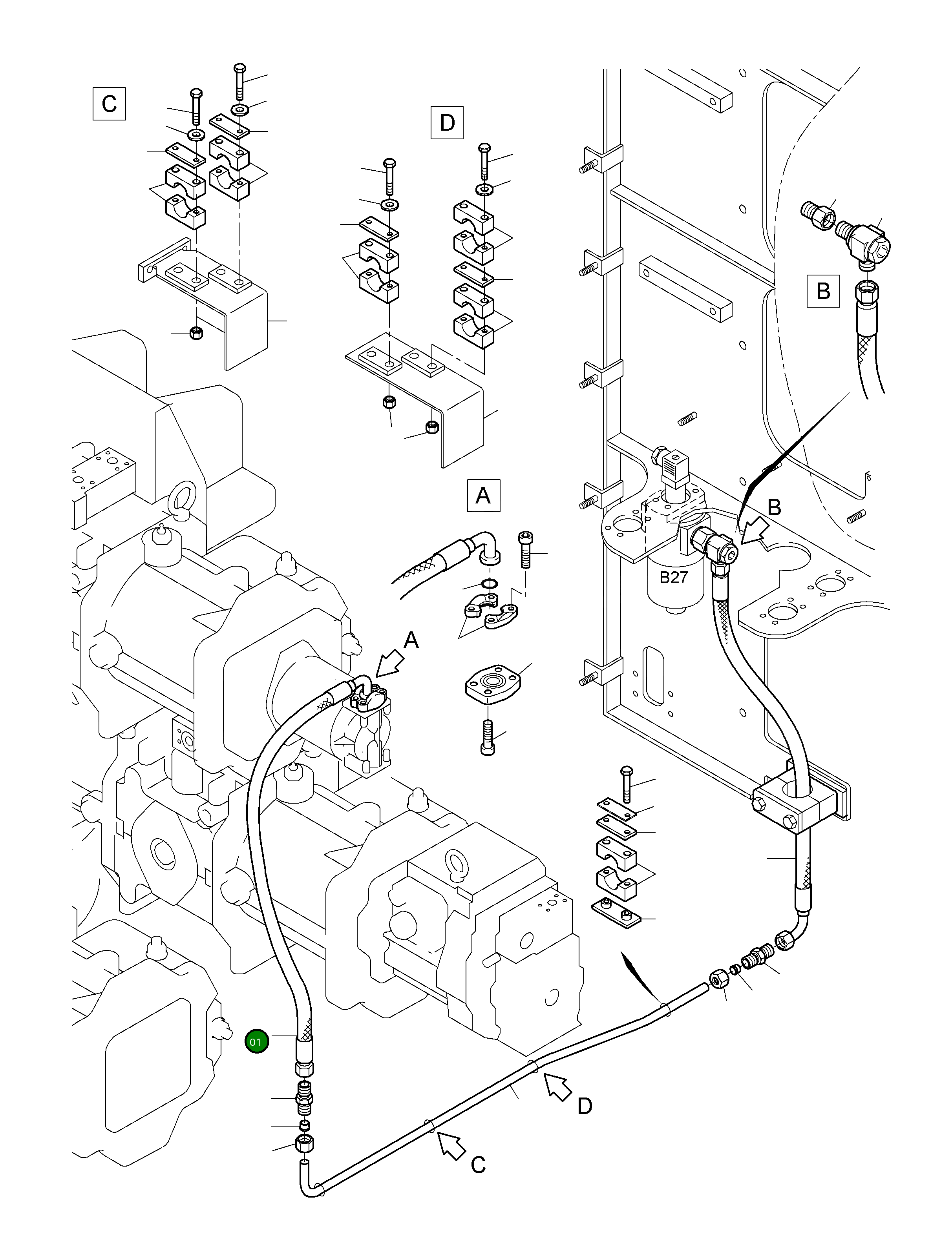 Шланг в сборе DN 25x1800 517 735 98 Komatsu