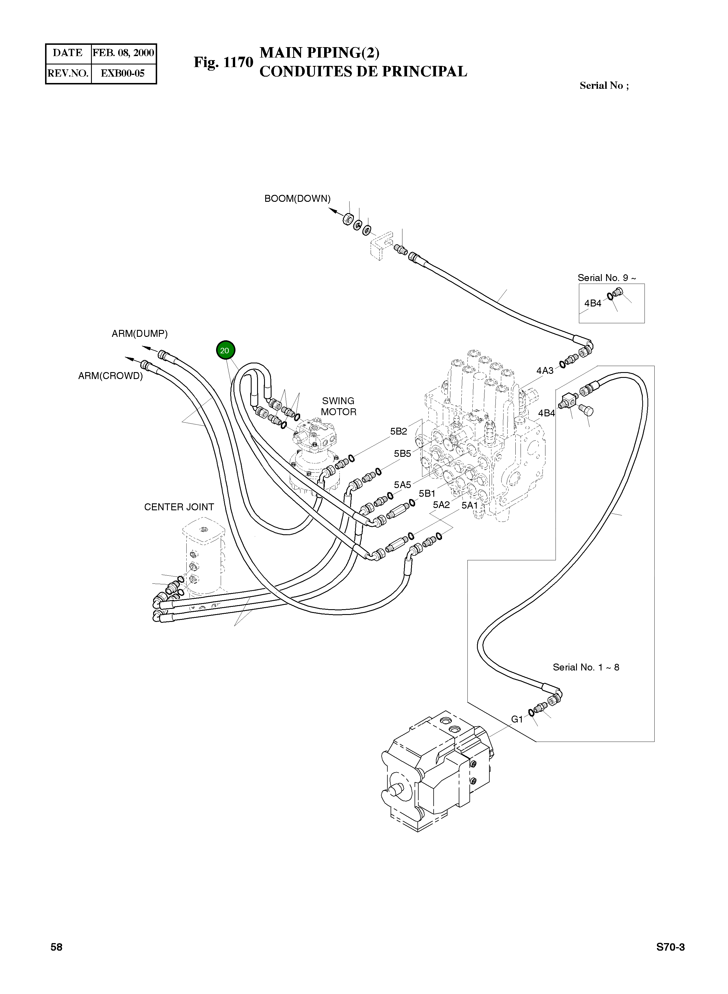 Шланг (90-90) PF1/2-850L 2184-1061D233 Komatsu