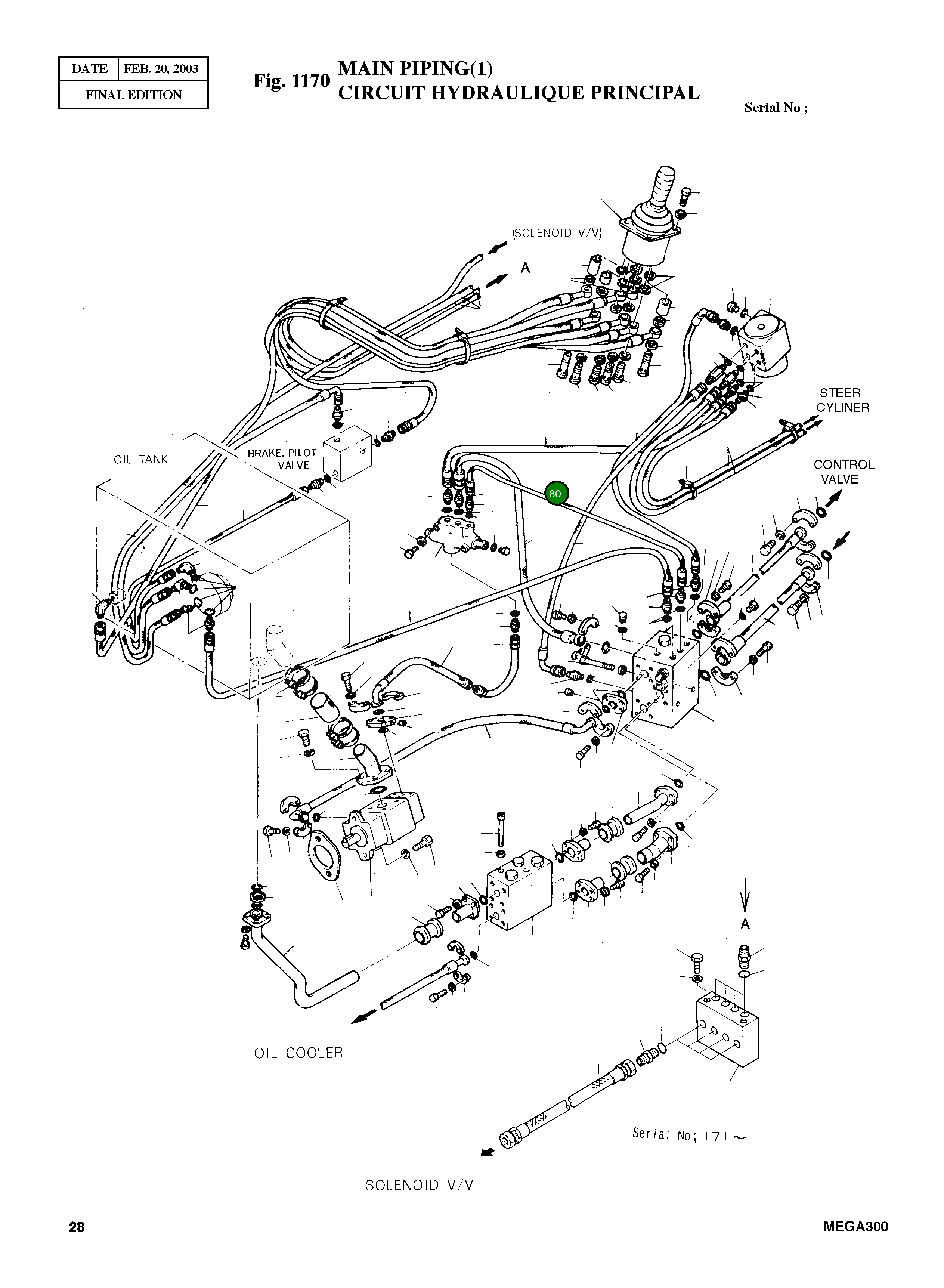 Шланг PF1/4". 890L. PF1/4" 2184-1036D99 Komatsu