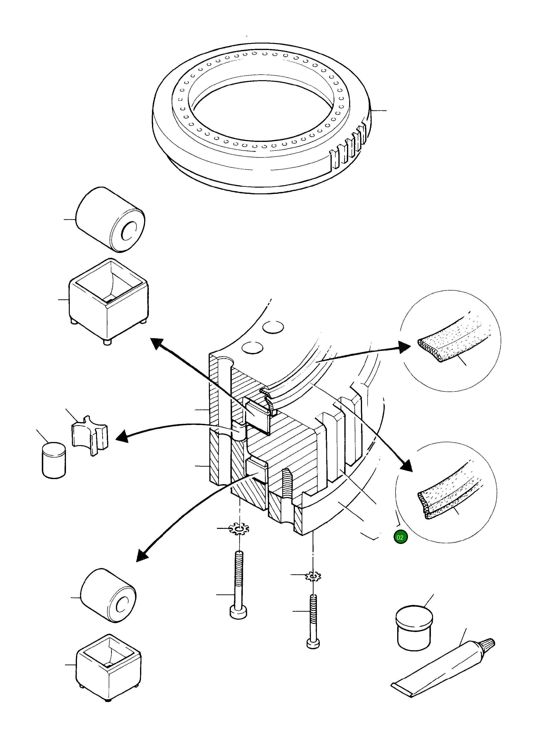 Обойма подшипника в сборе (позиции 03–06, не обслуживается в полевых условиях) 642 509 40 Komatsu
