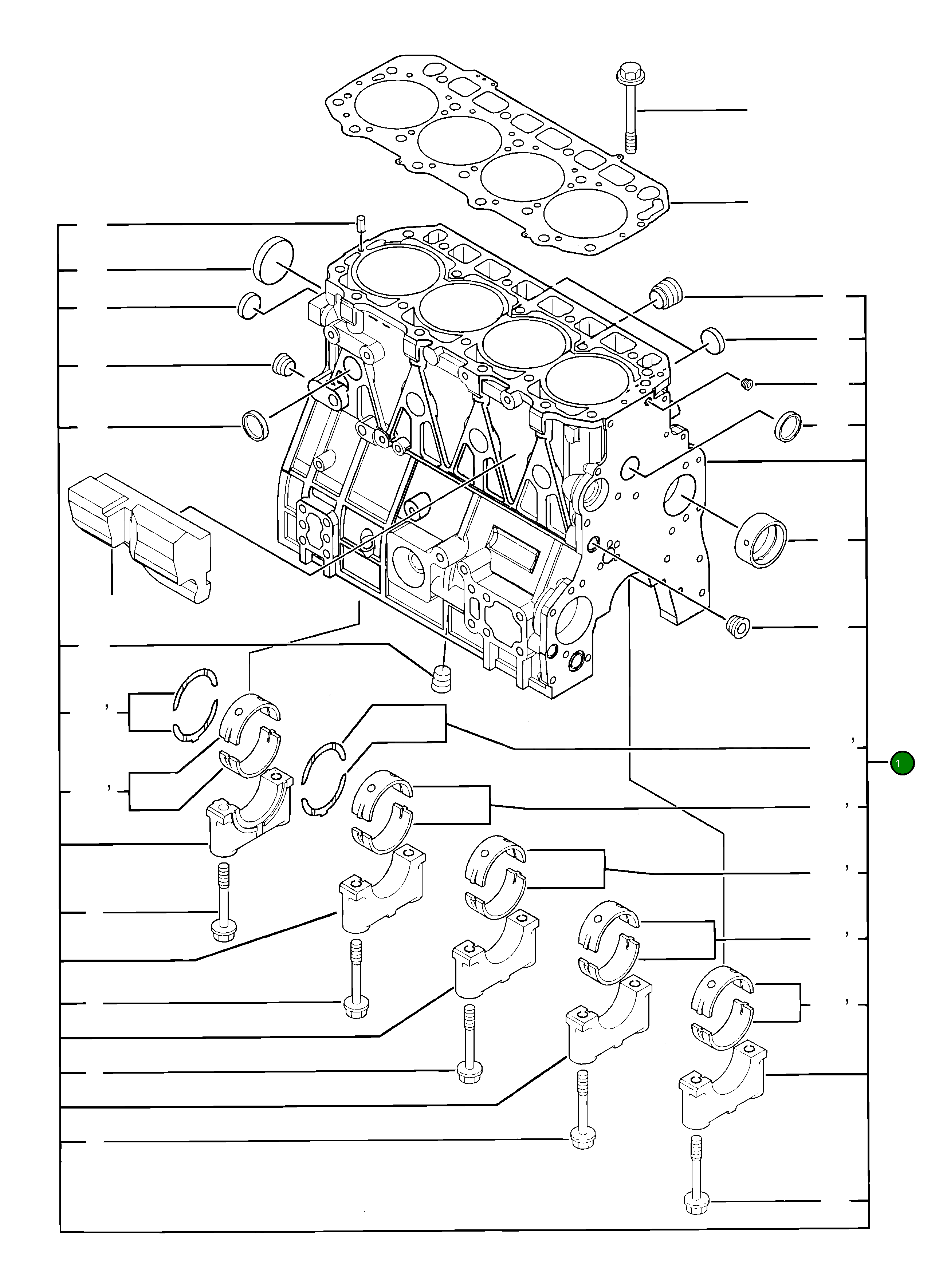 Блок цилиндров YM729940-01560 Komatsu