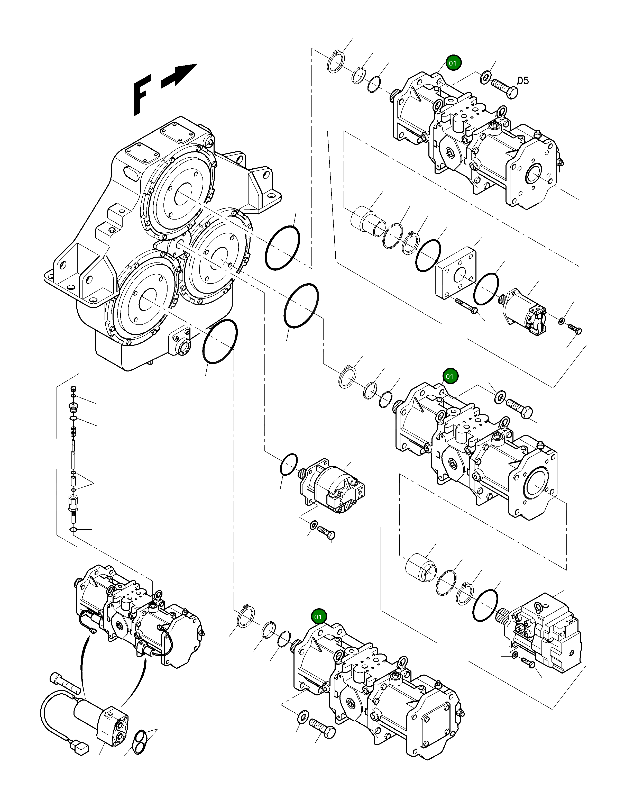Главный гидронасос 7082K00014 Komatsu