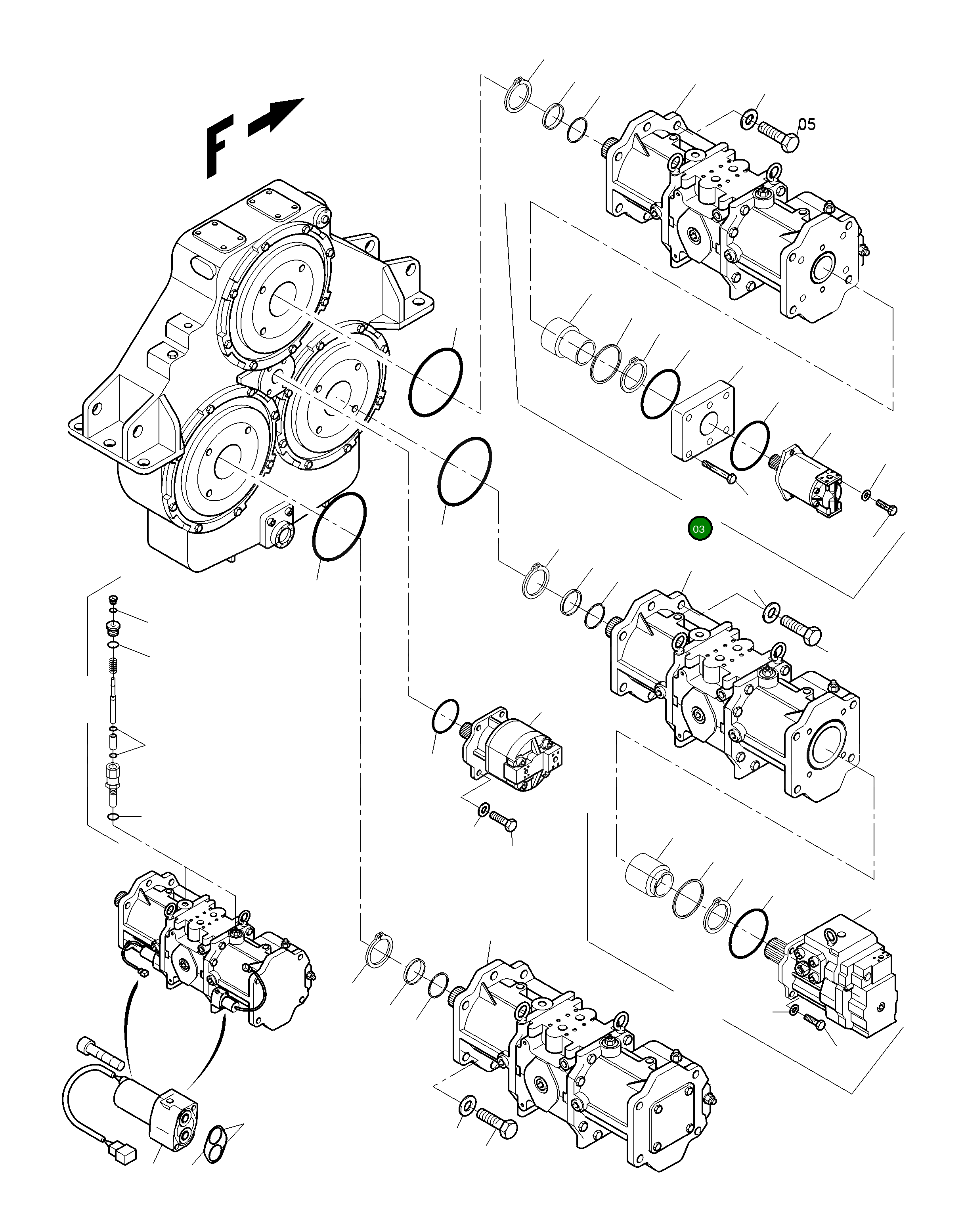 Главный гидронасос 7082K00034 Komatsu