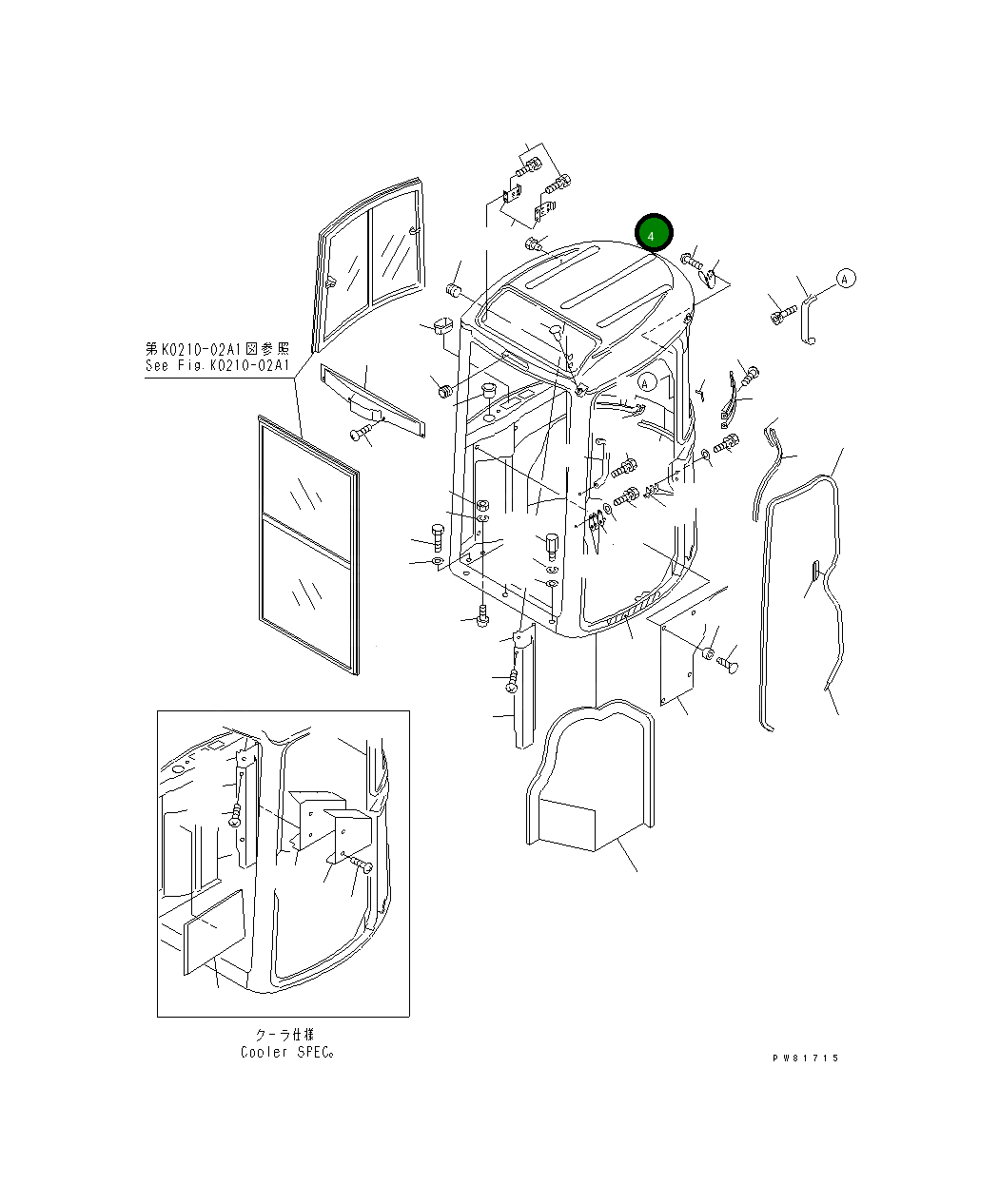 Кабина YM17242568400K Komatsu