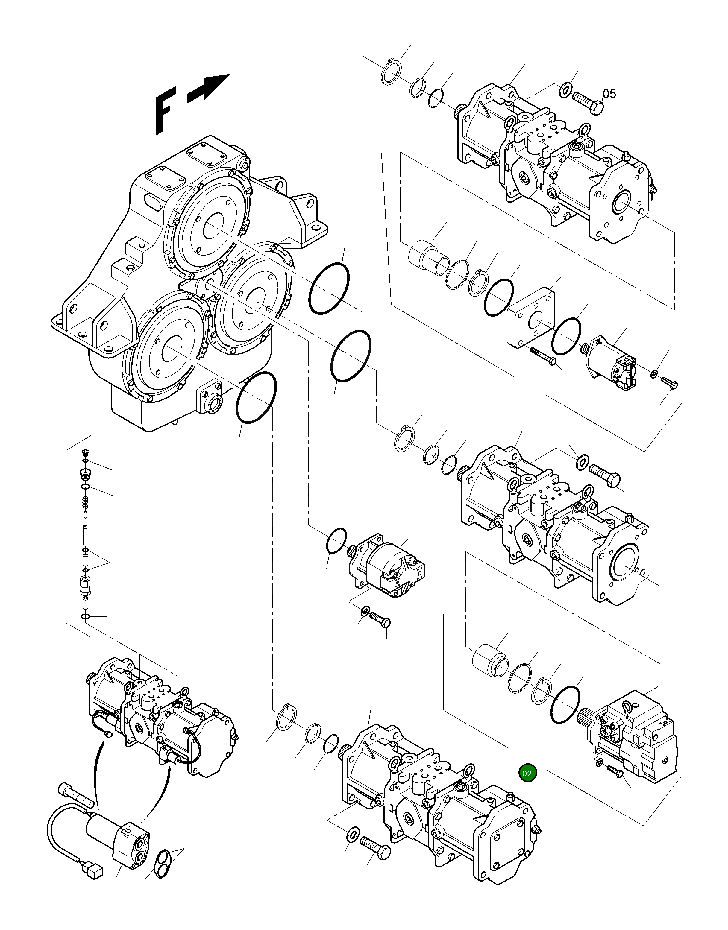 Главный гидронасос 7082K00024 Komatsu