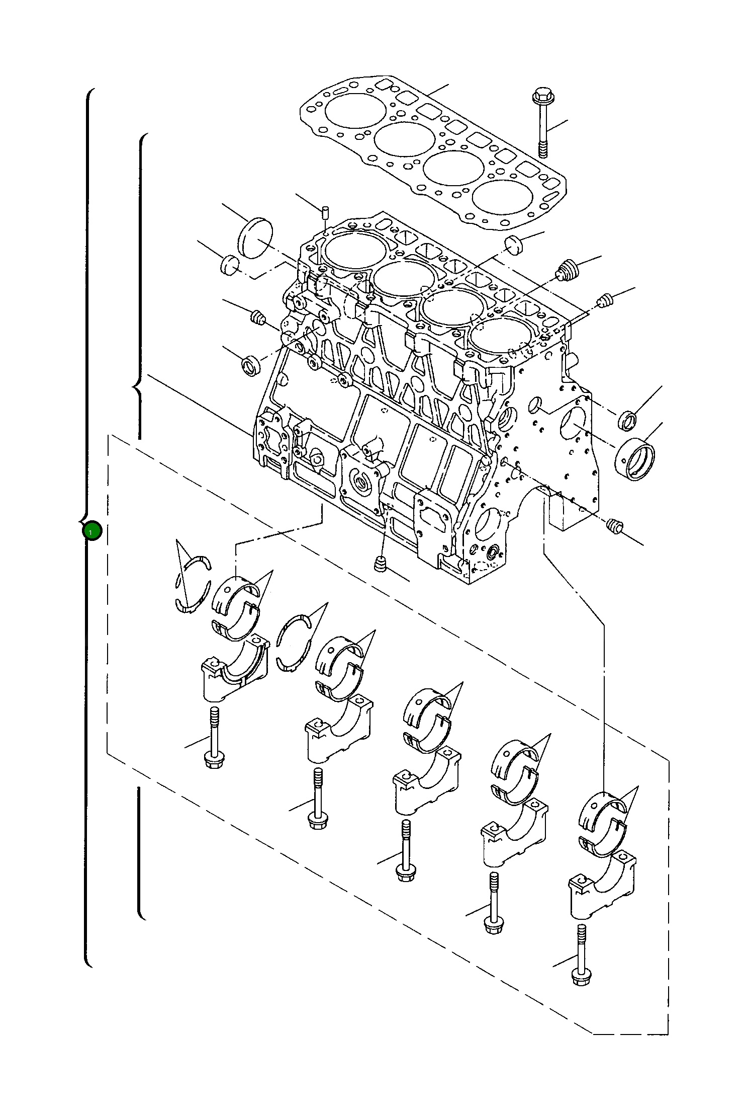 Блок цилиндров YM723900-01560 Komatsu