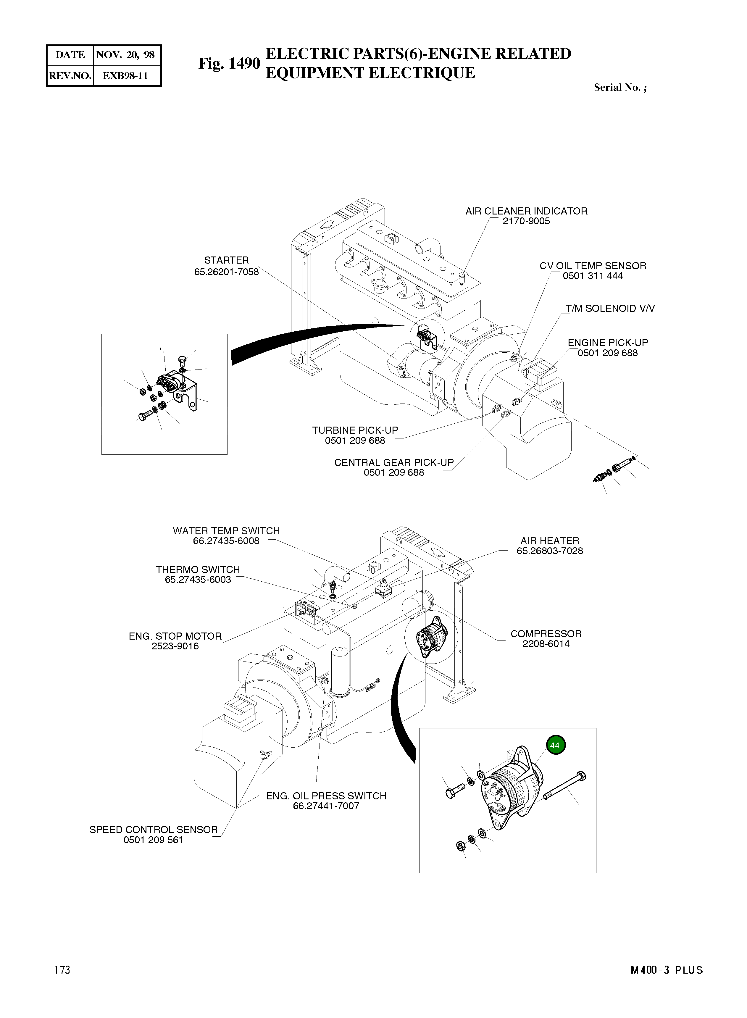 Генератор 2502-9009 Komatsu