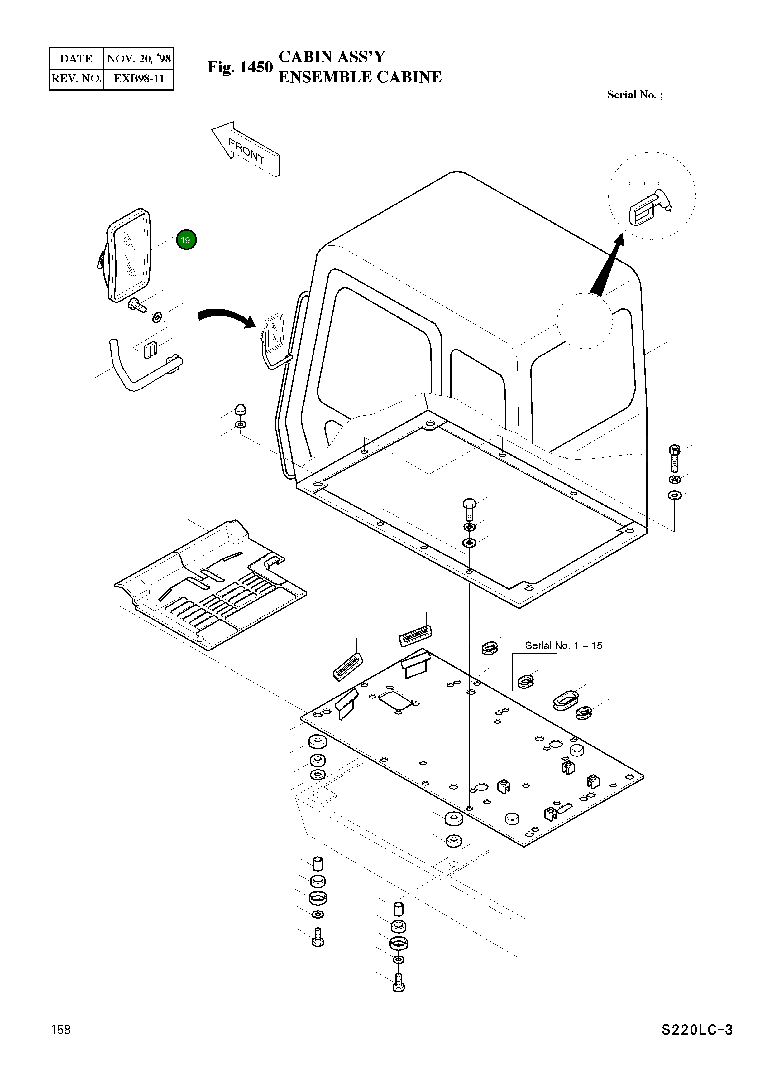 Зеркало 2903-9008 Komatsu