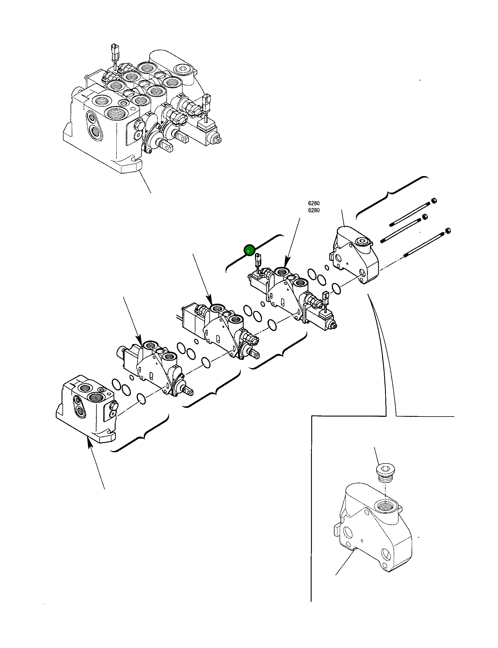 Блок управления ковшом, в сборе 844200464 Komatsu