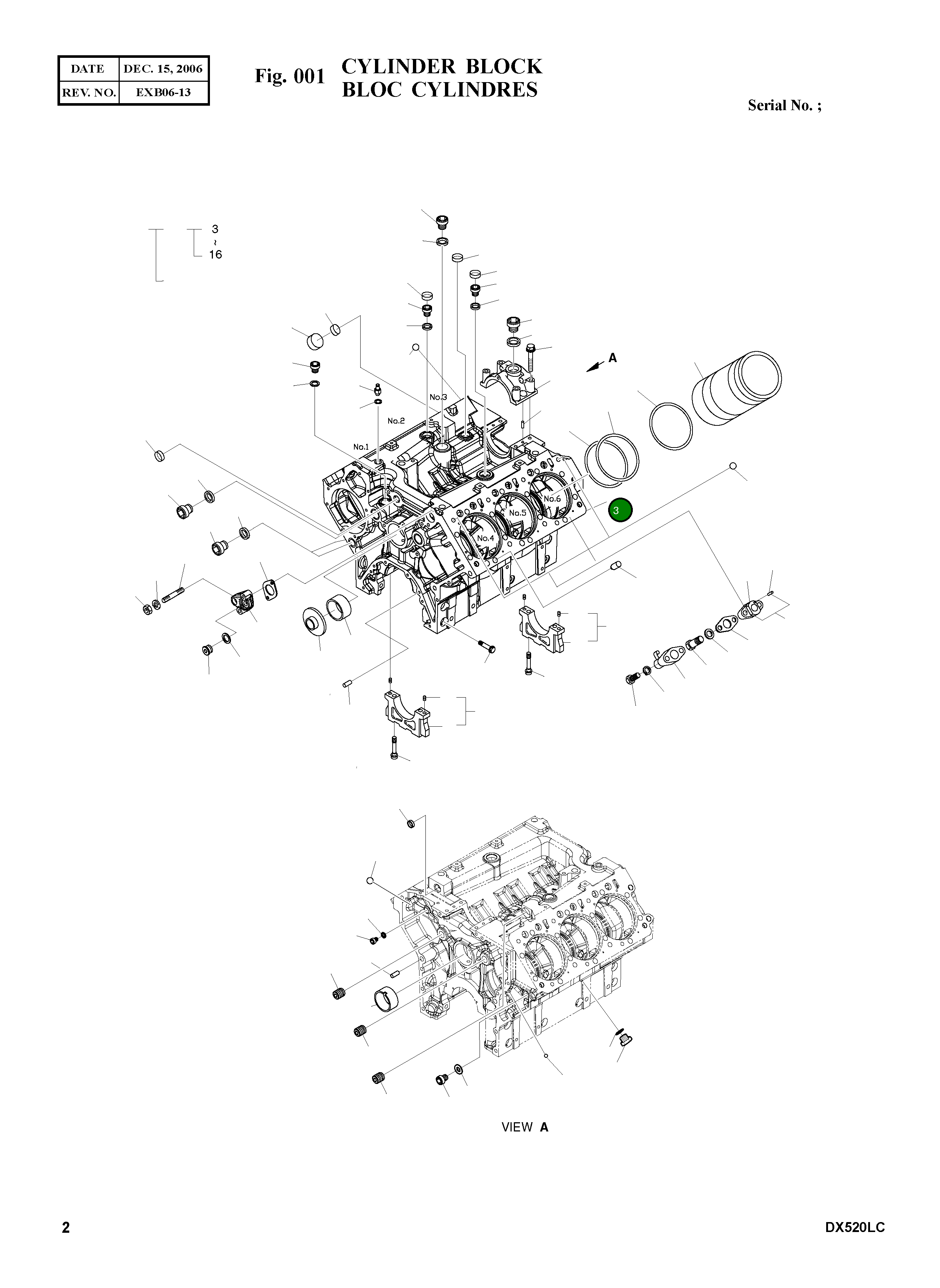 Блок цилиндра (сервисный) 65.01101-0111C Komatsu