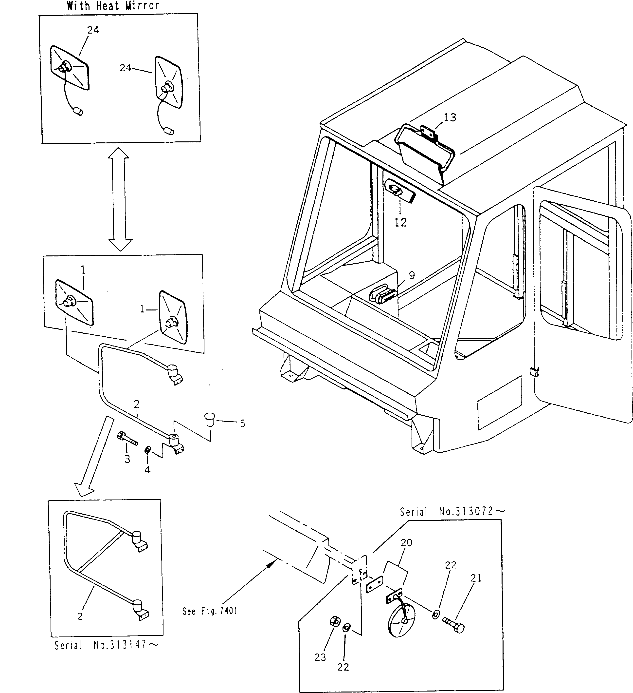 Зеркало BW057739 Komatsu