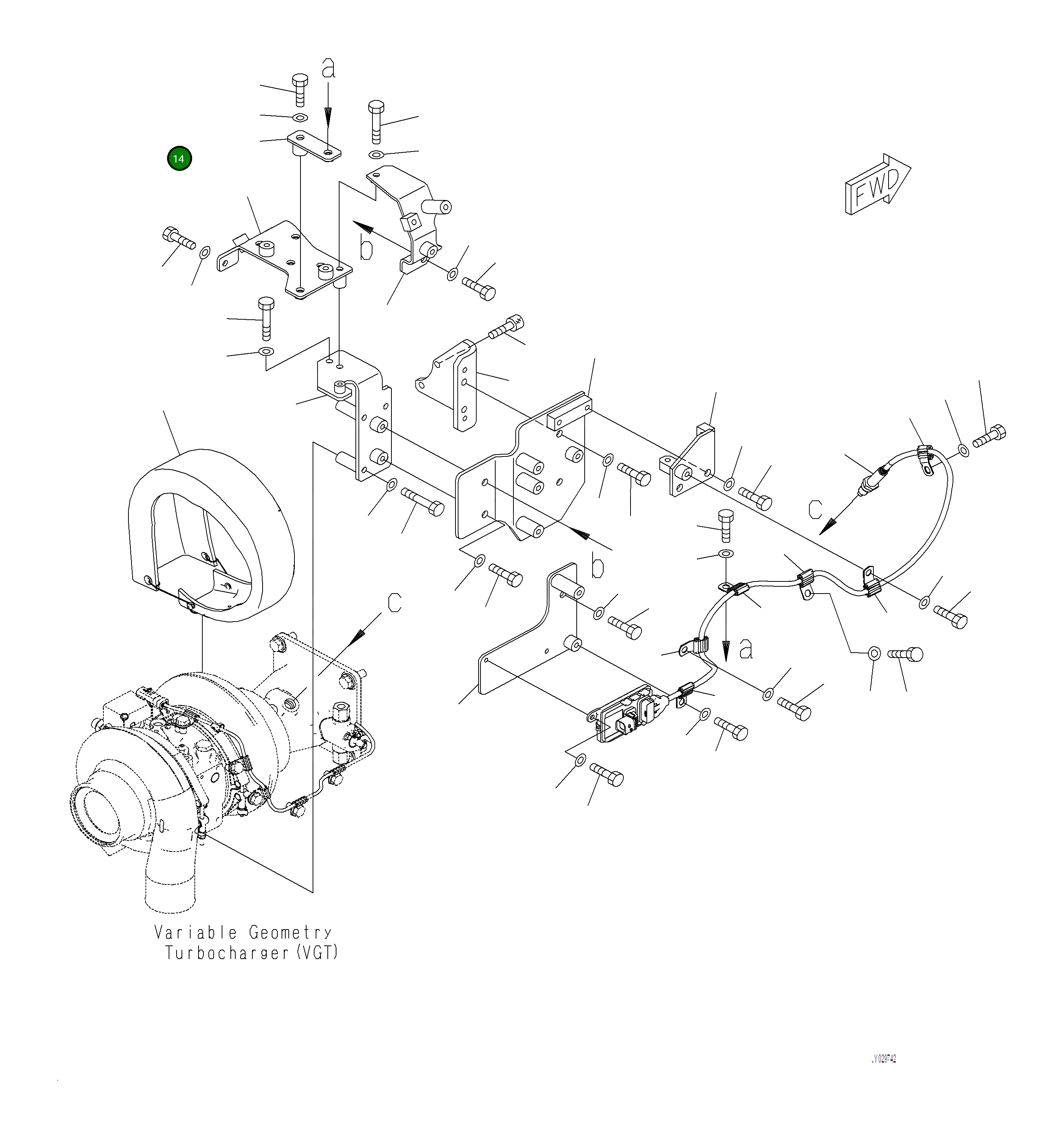 Кронштейн 6263-71-7570 Komatsu