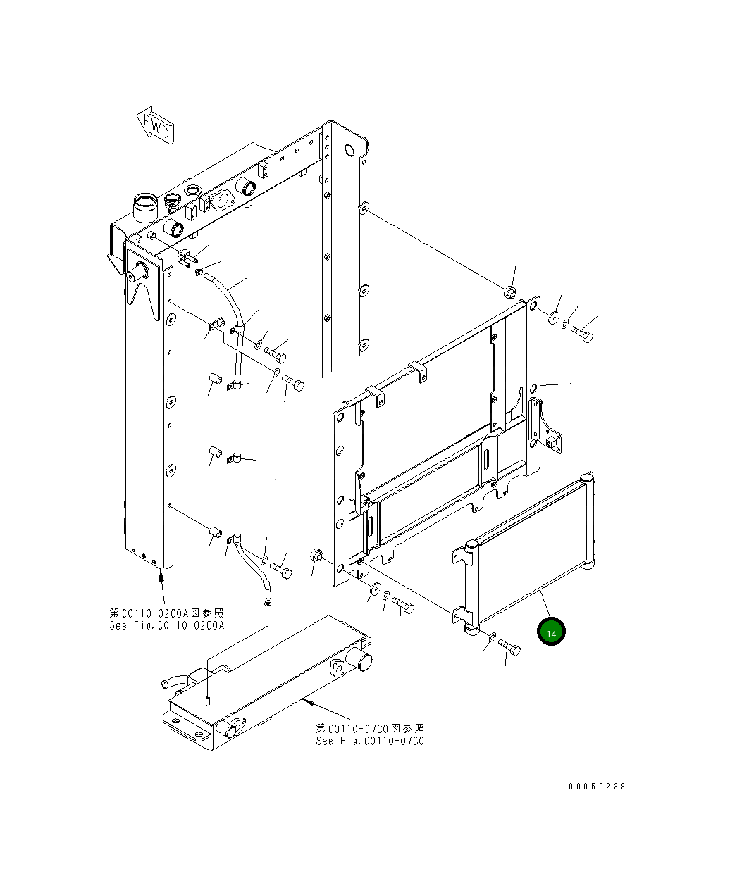 Масляный радиатор 154-03-76190 Komatsu