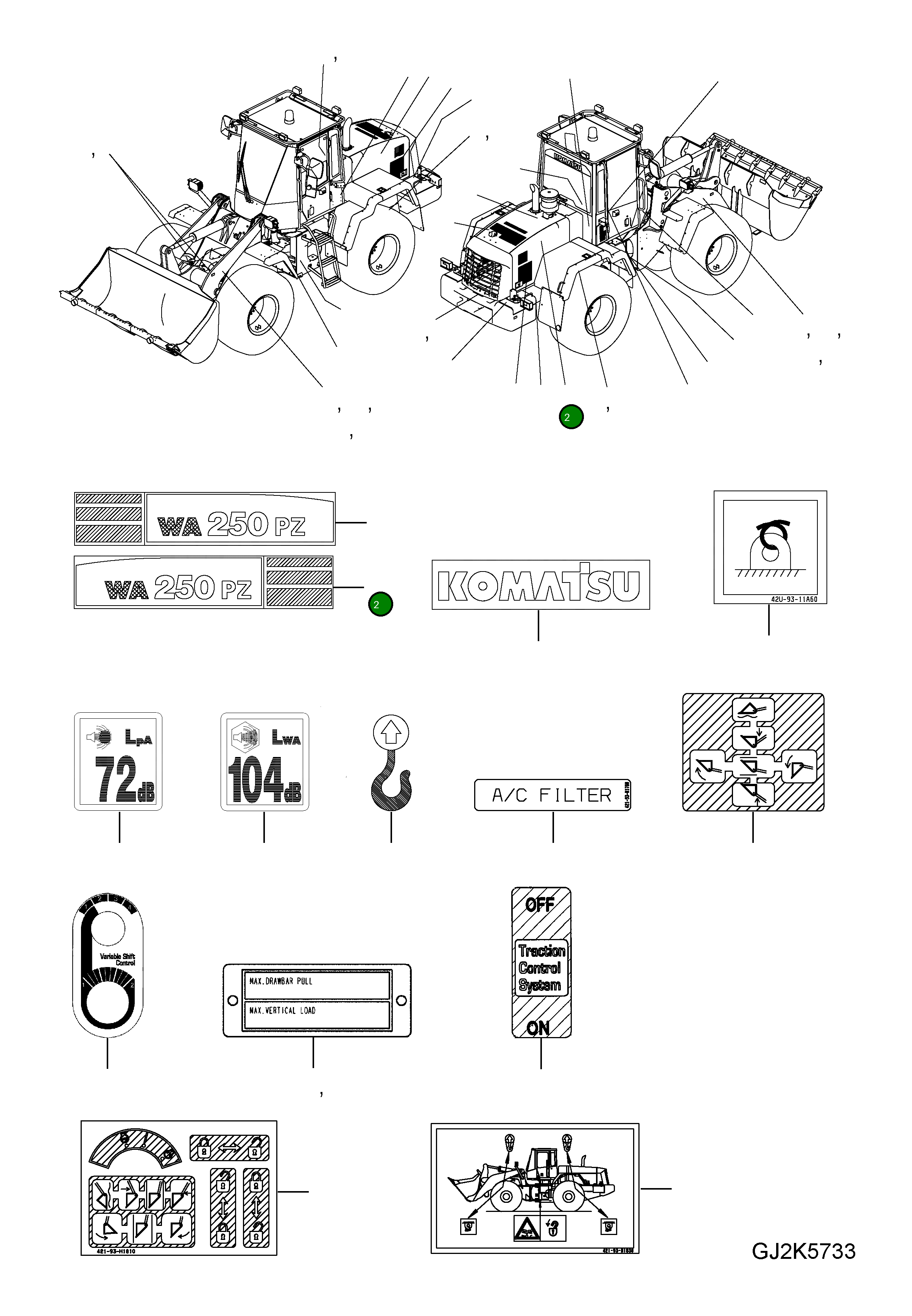 Наклейка 418-U77-4130 Komatsu