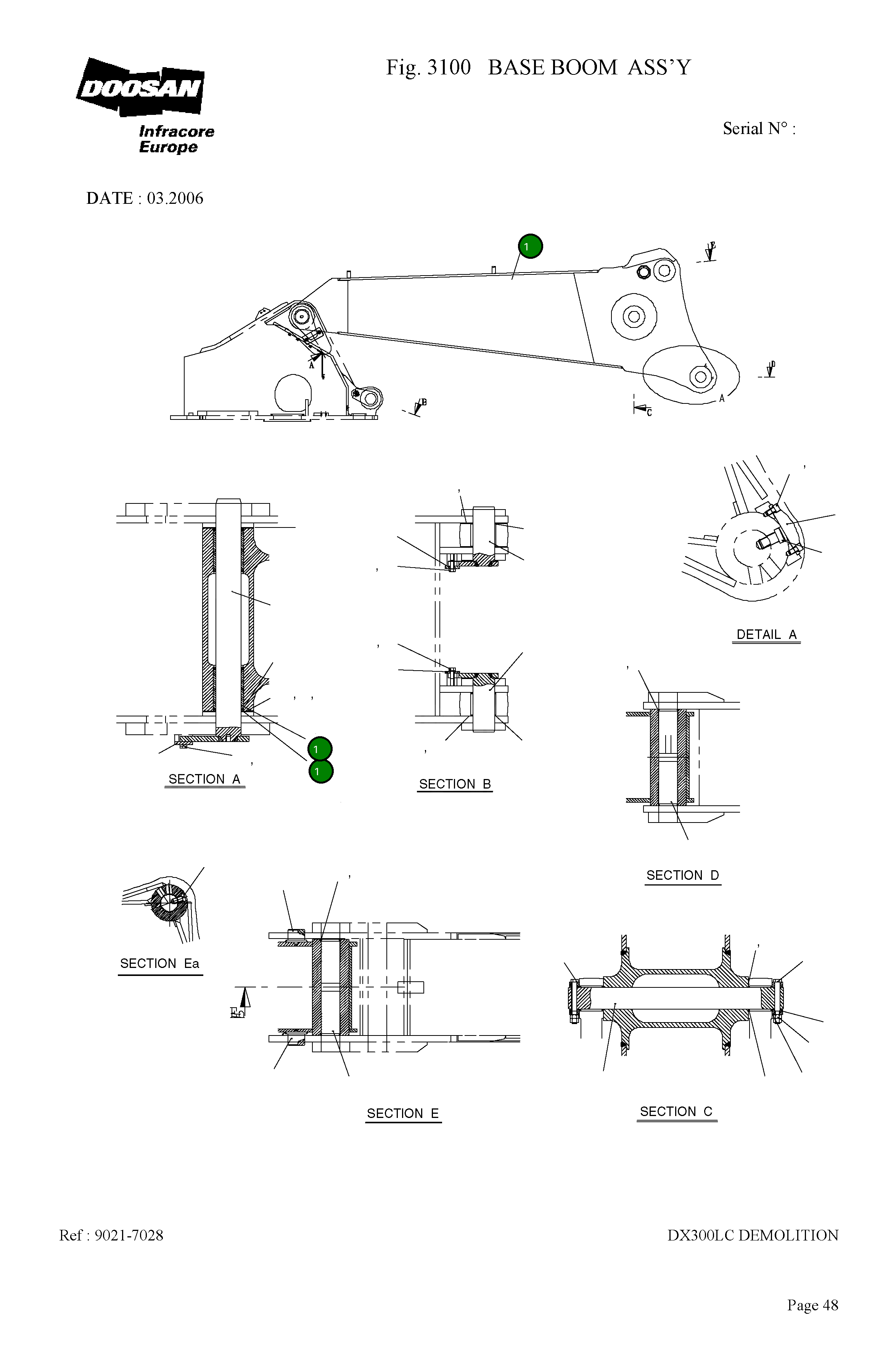 Основание стрелы 9701-1036A Komatsu