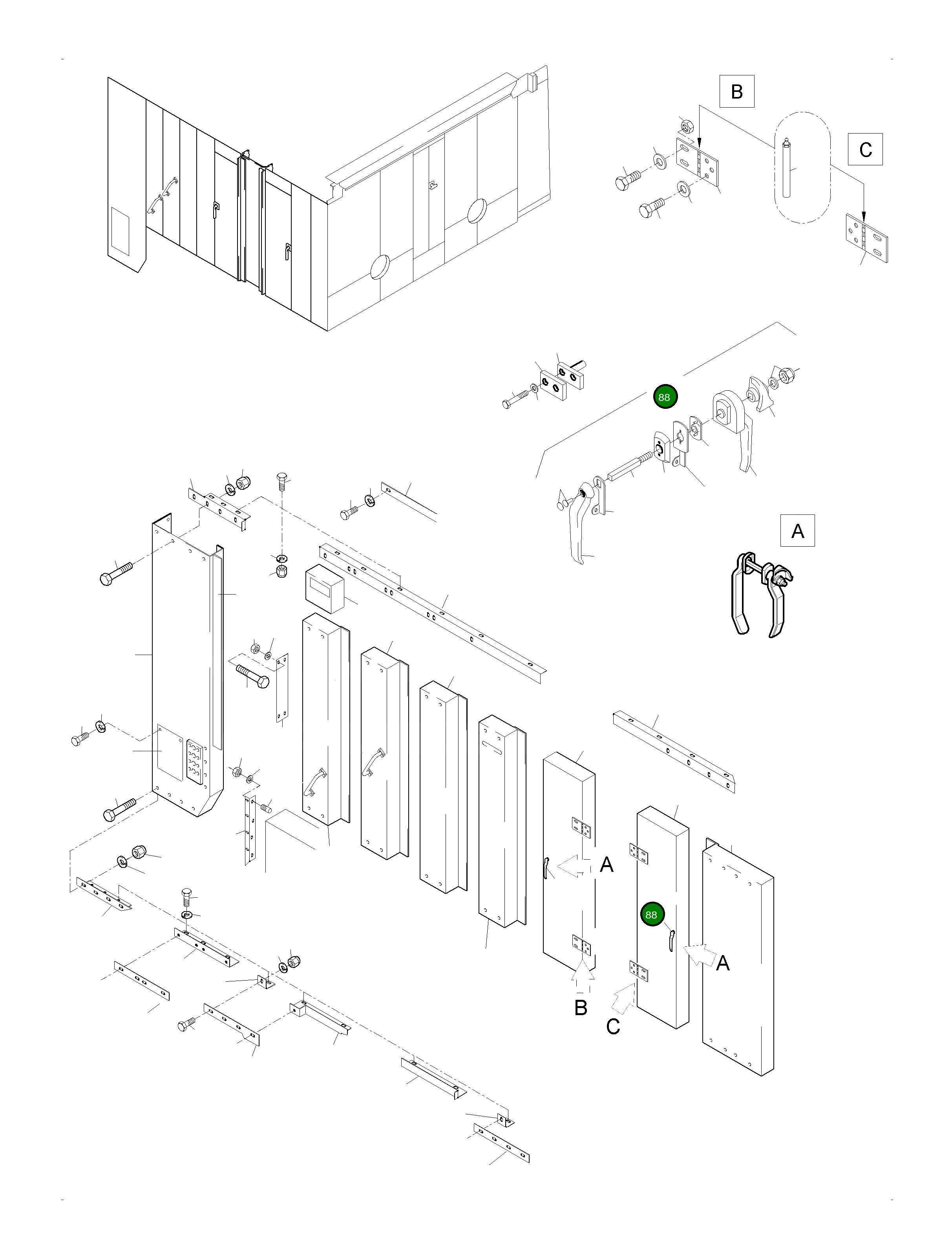 Крепёж левый без стопорного штифта (вкл. поз. 41–47) 940 906 40 Komatsu