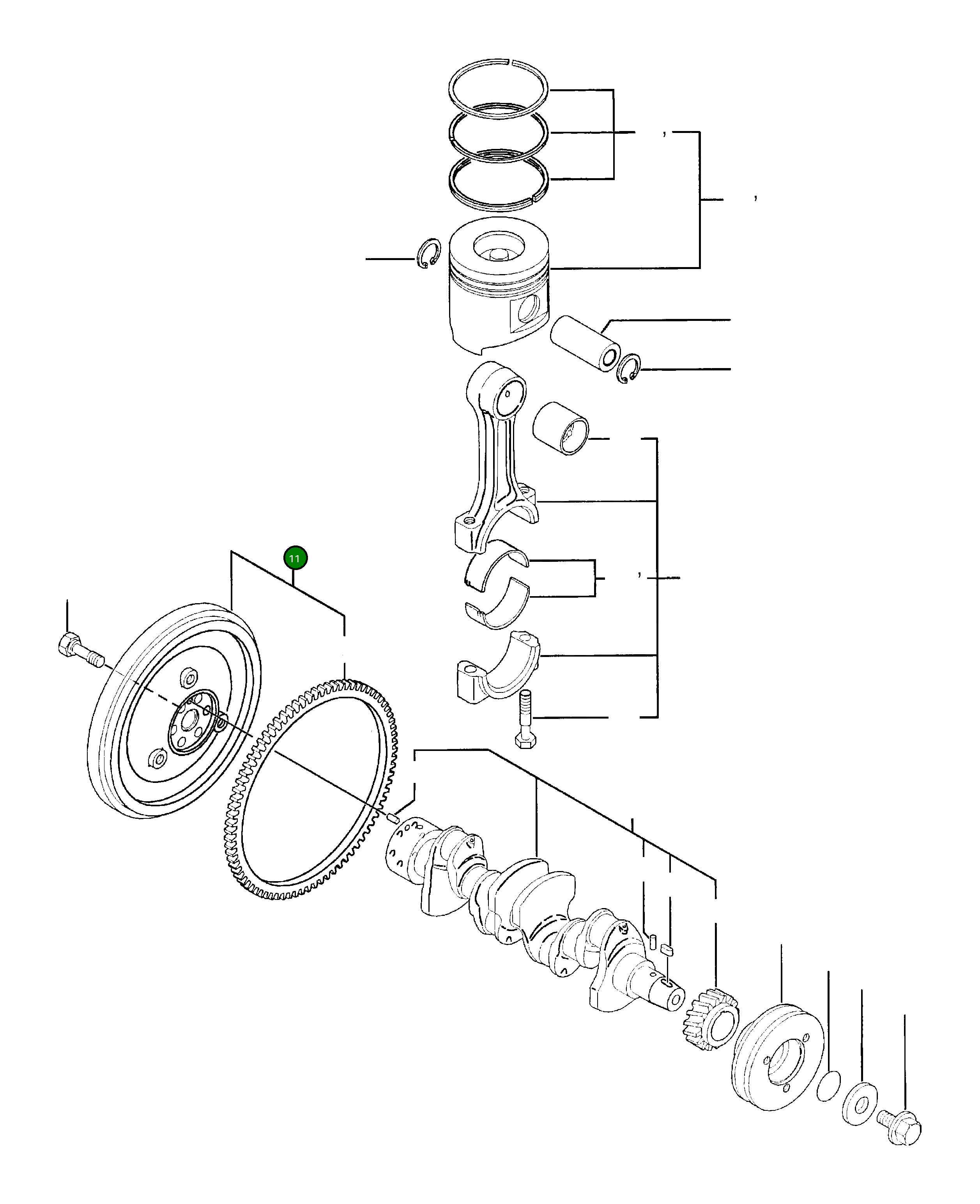 Маховик YM129902-21580 Komatsu
