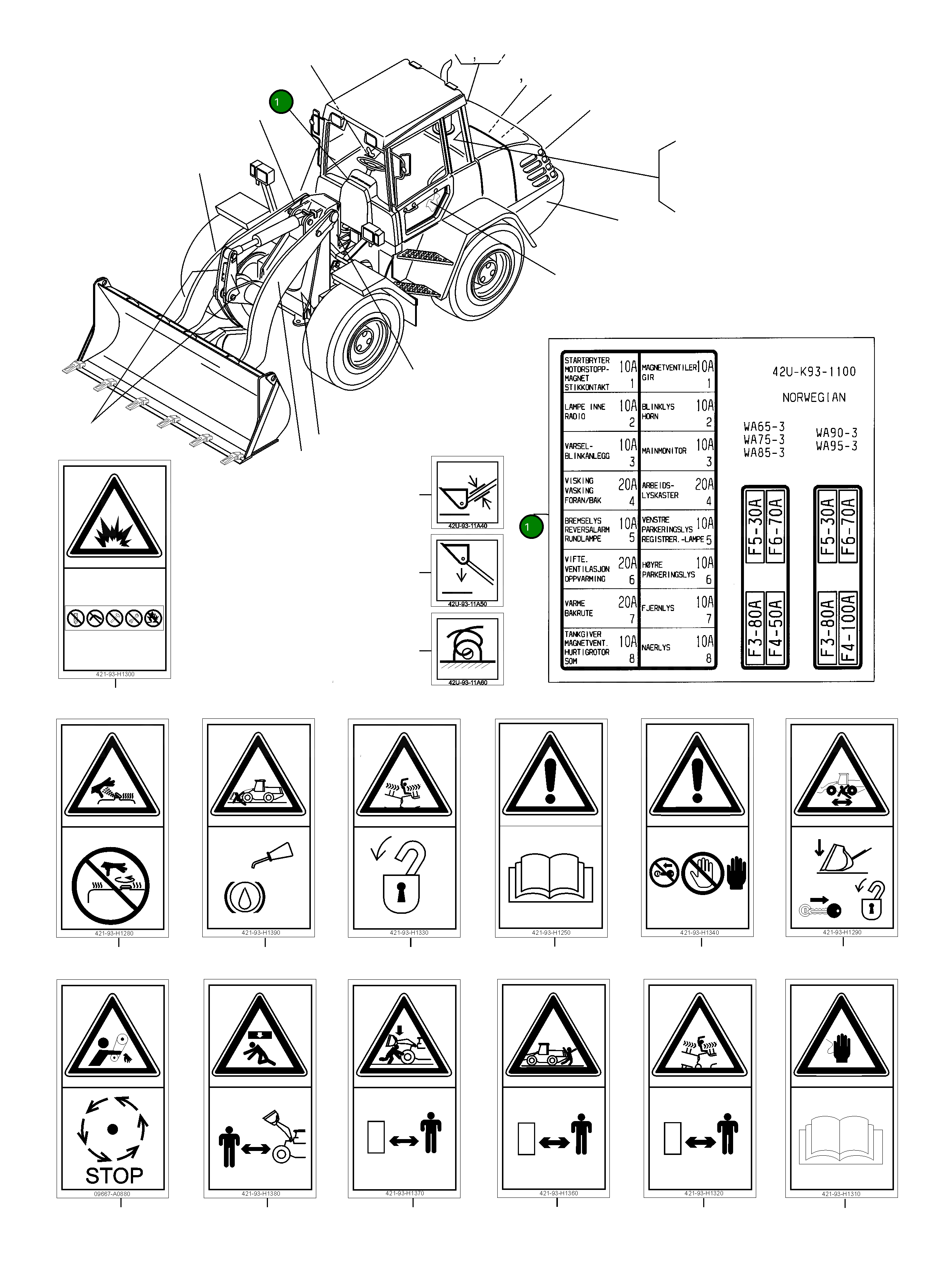 Наклейка 42U-K93-1100 Komatsu