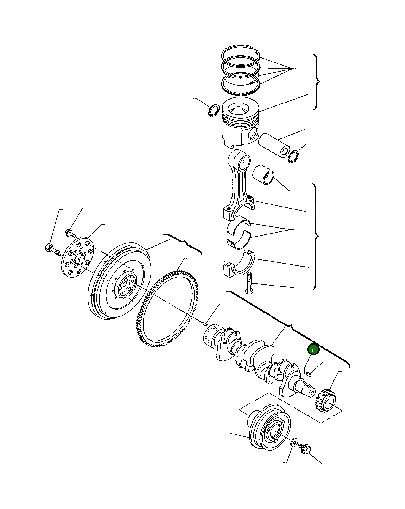 Коленчатый вал YM123900-21000 Komatsu