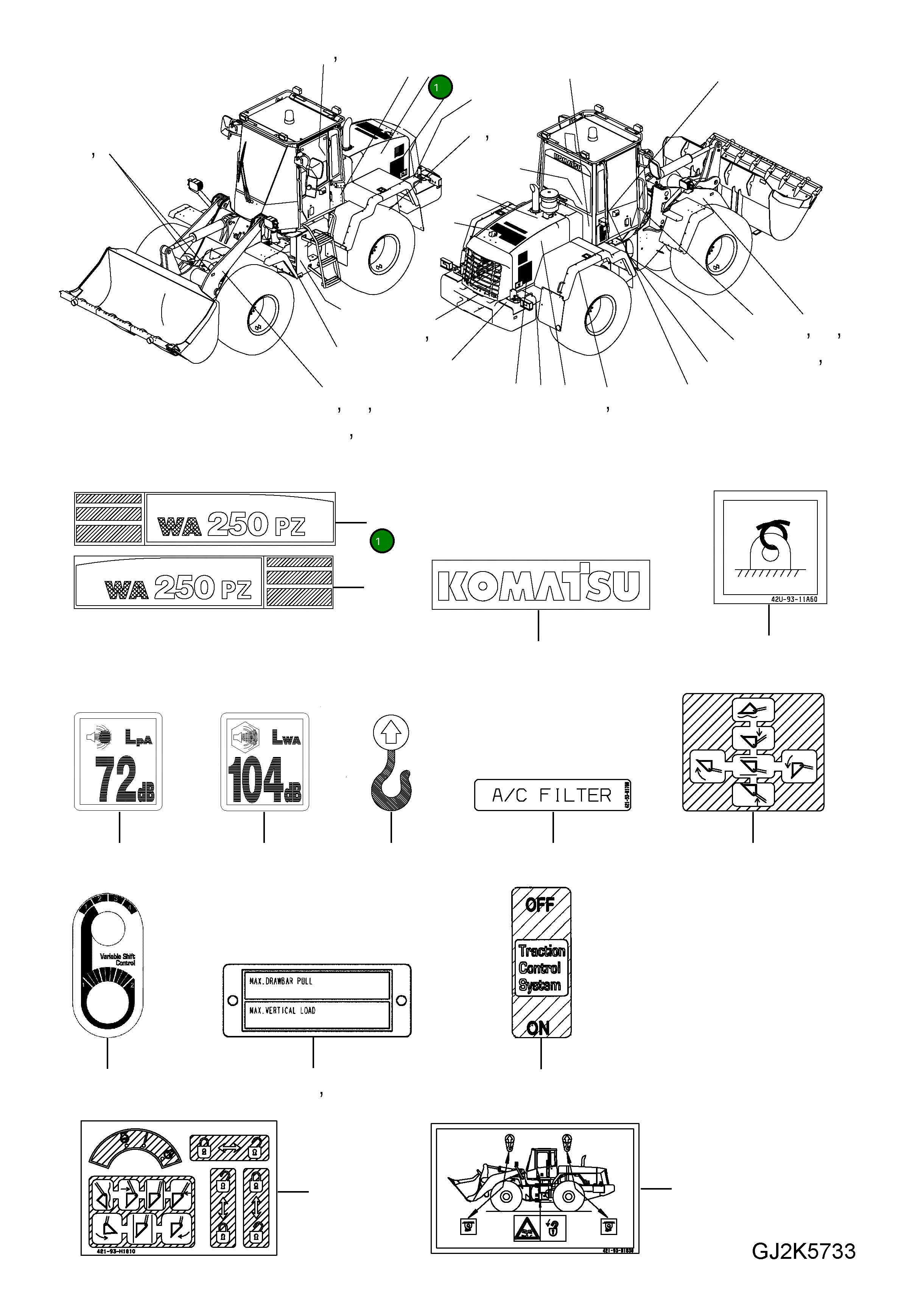 Наклейка 418-U77-4120 Komatsu