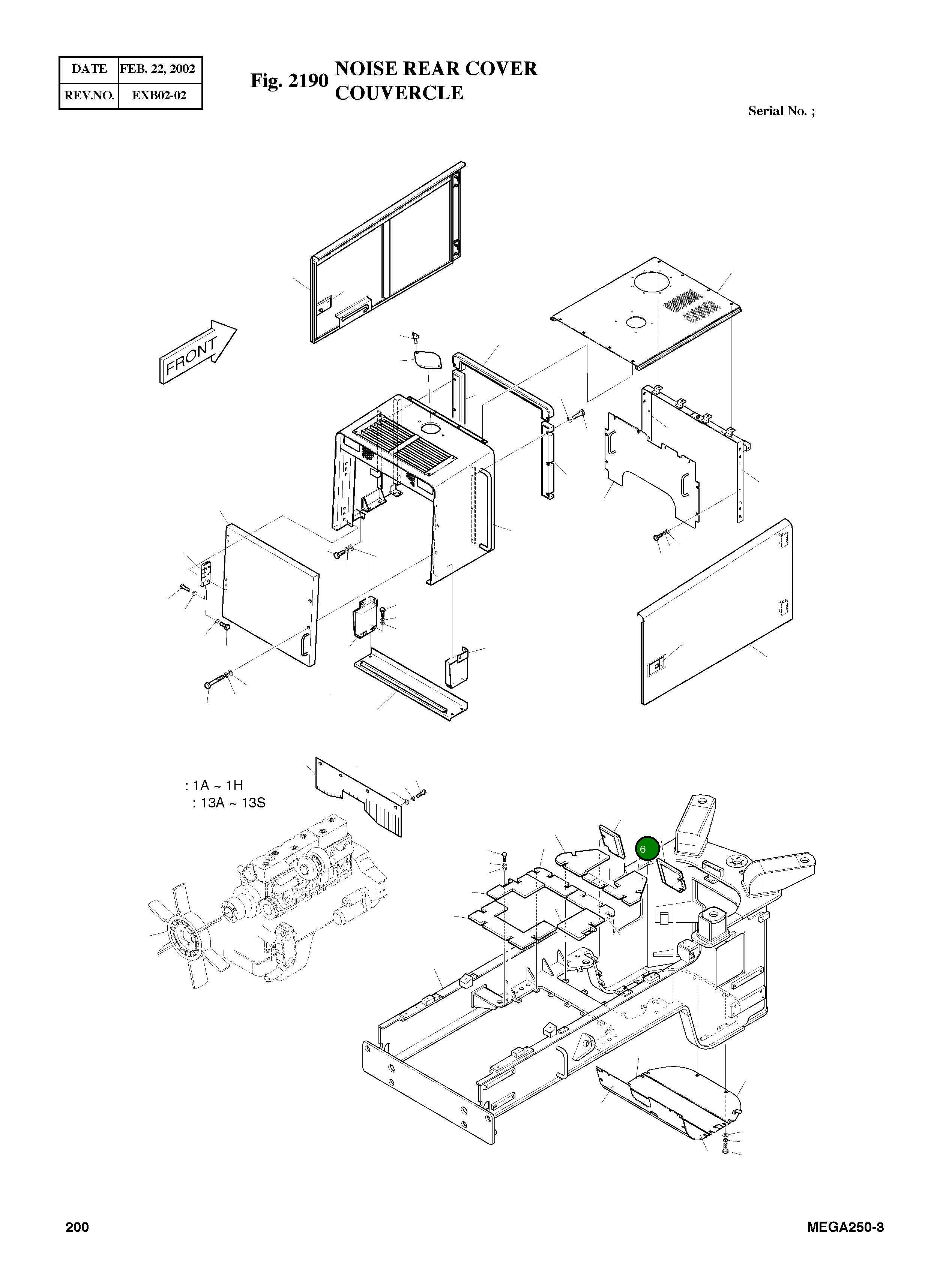 Правый дефлектор крышки 4464-2014B Komatsu