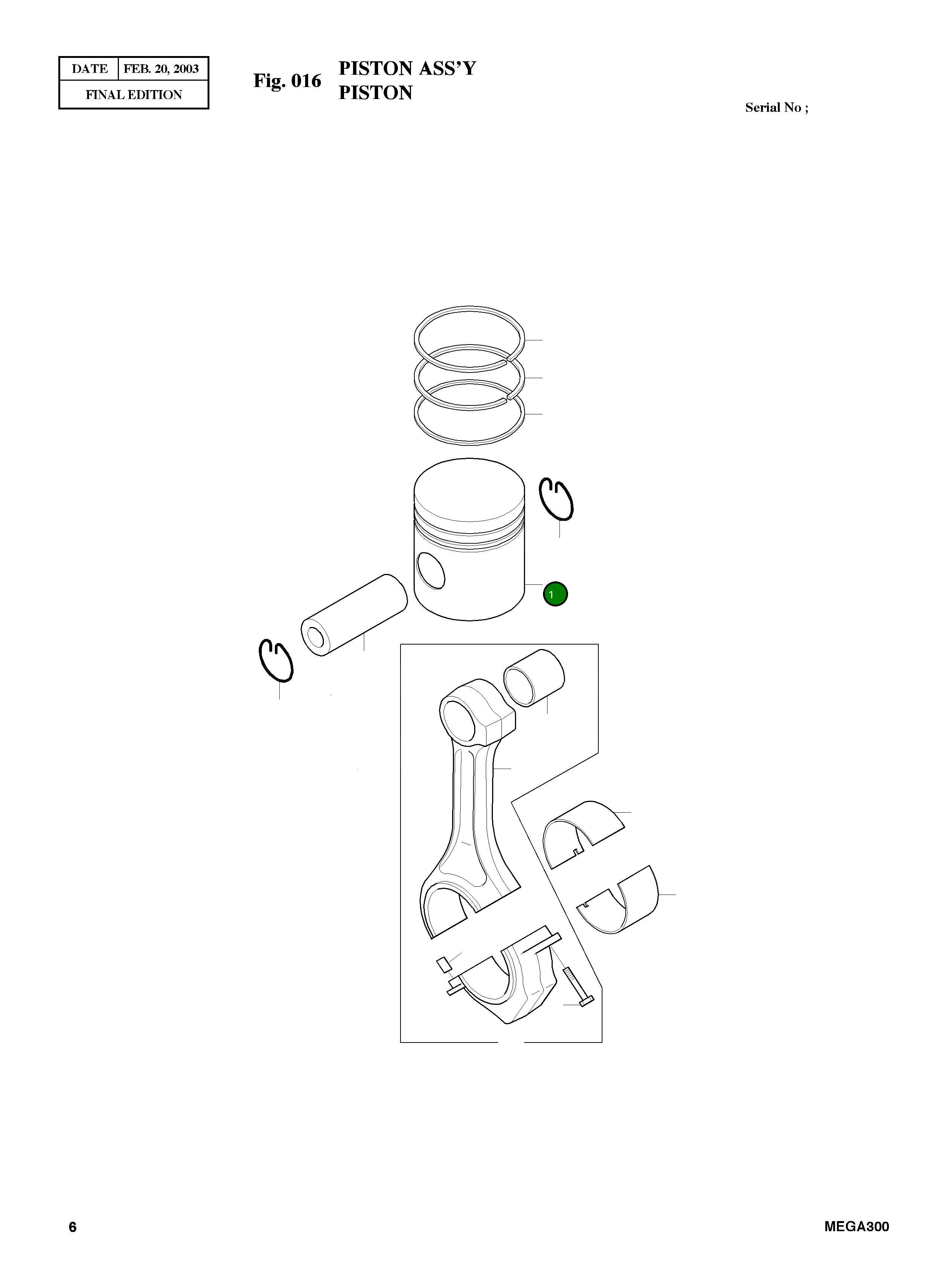 Поршень 65.02501-0031G Komatsu