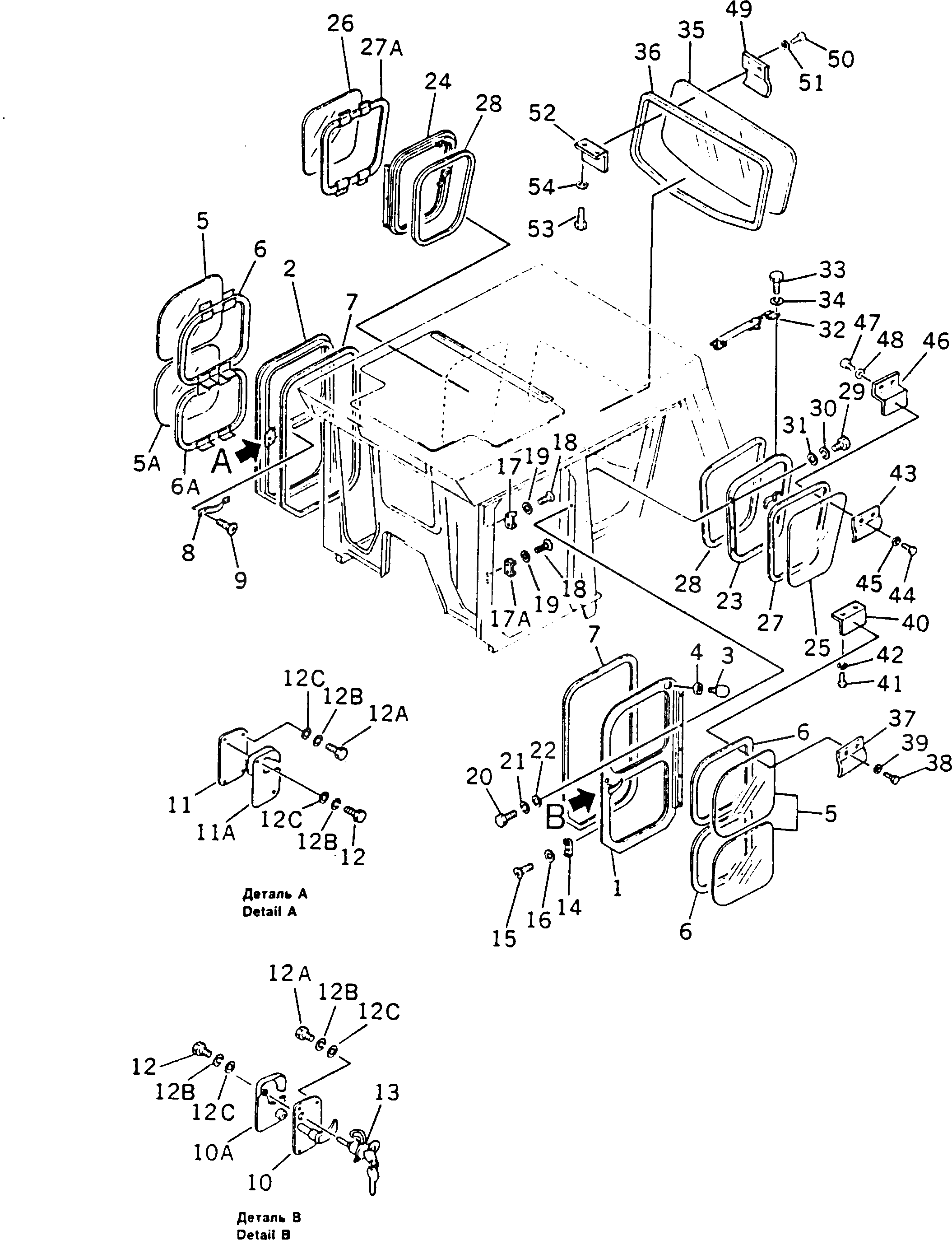 Стекло 195-979-7210 Komatsu